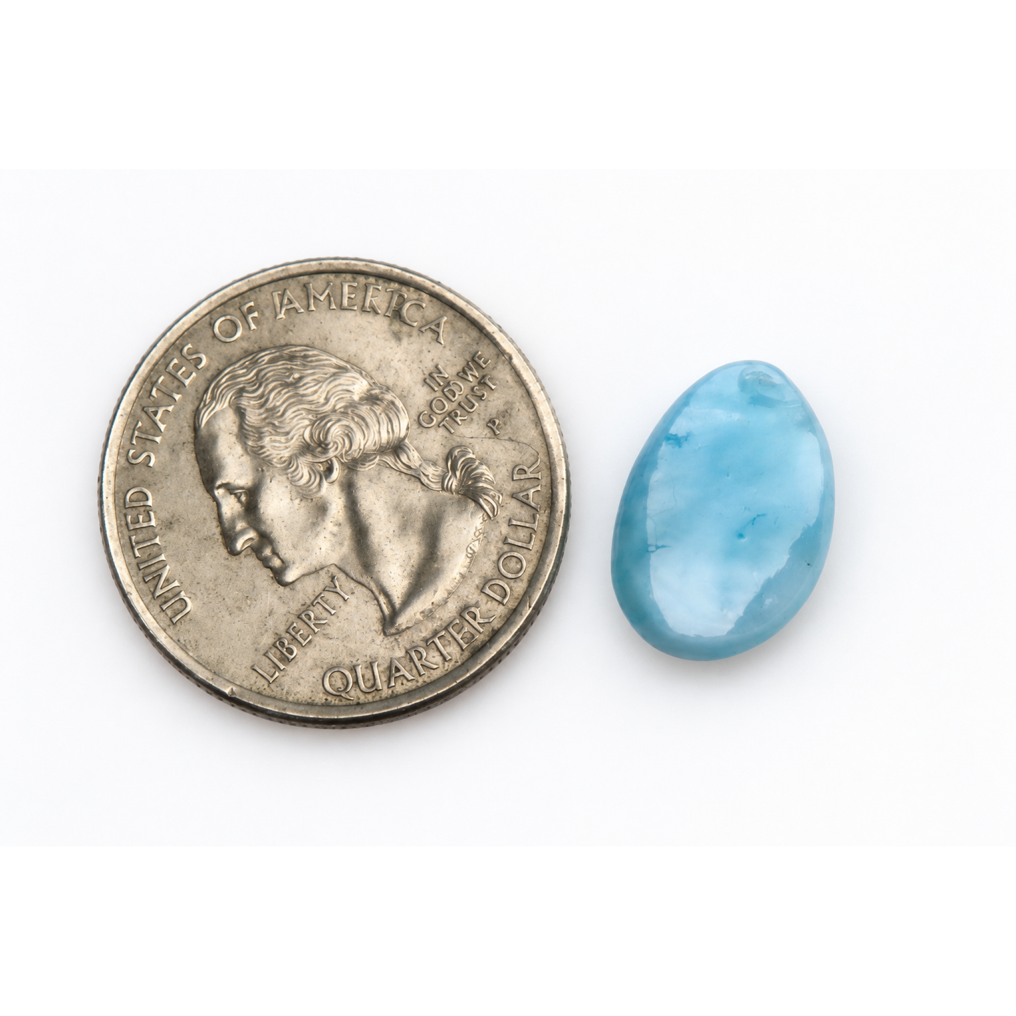 Top grade volcanic blue Dominican Larimar cabochon 15mm – photo 4