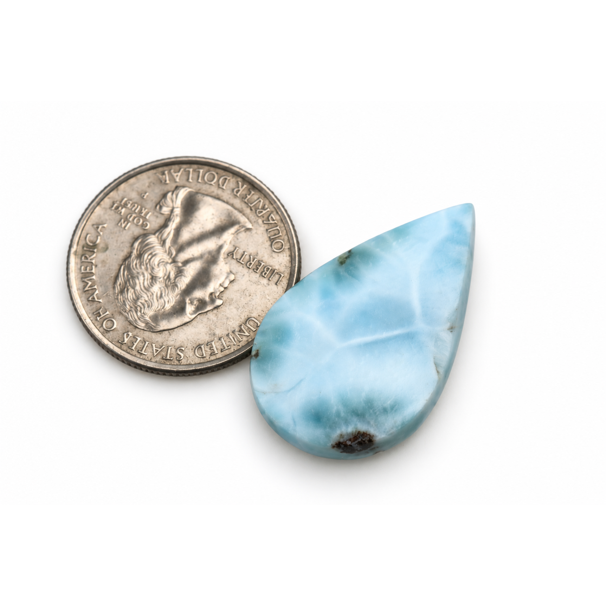 Authentic ocean blue Dominican Larimar cabochon 31mm – photo 5