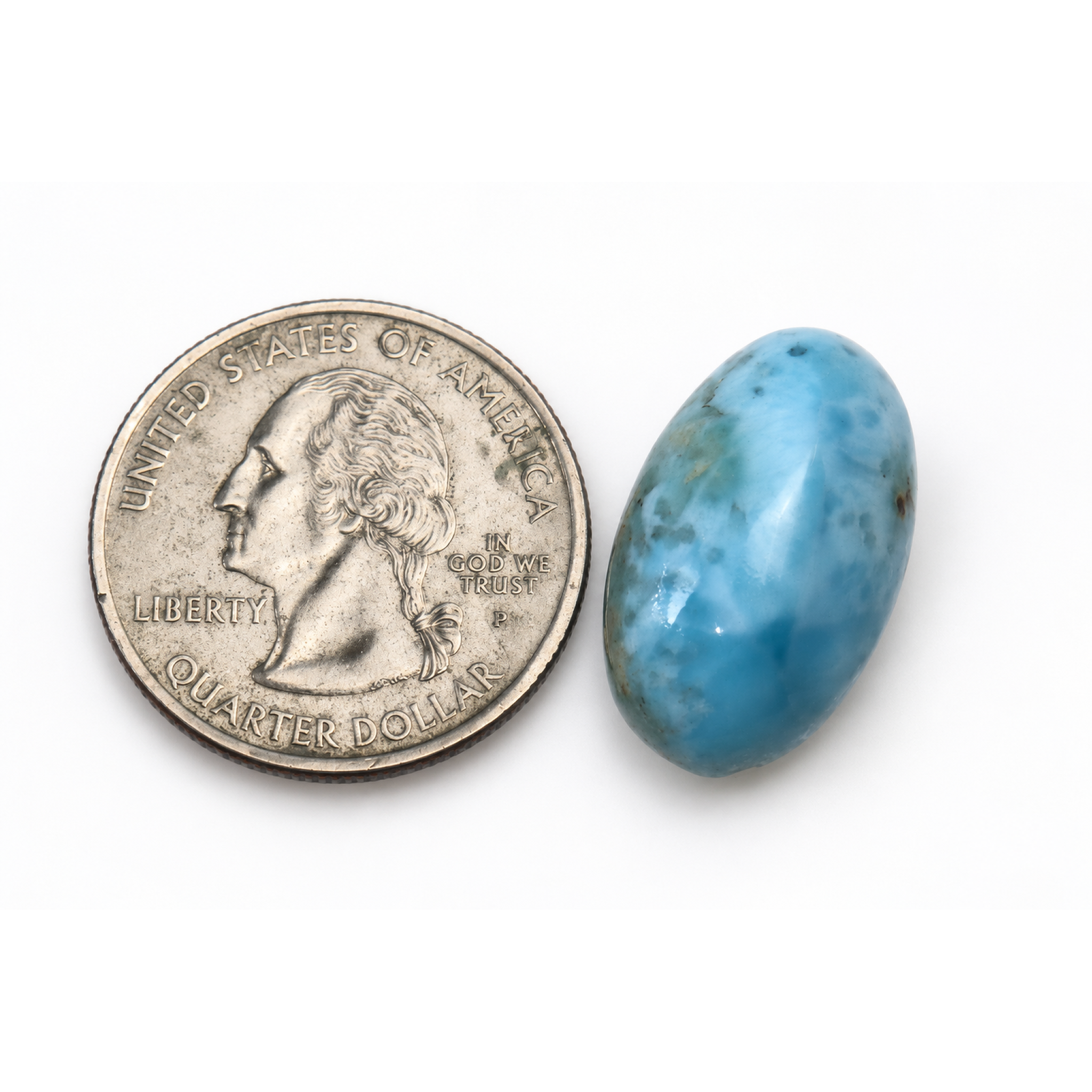 Authentic deep blue Dominican Larimar cabochon 22mm – photo 3