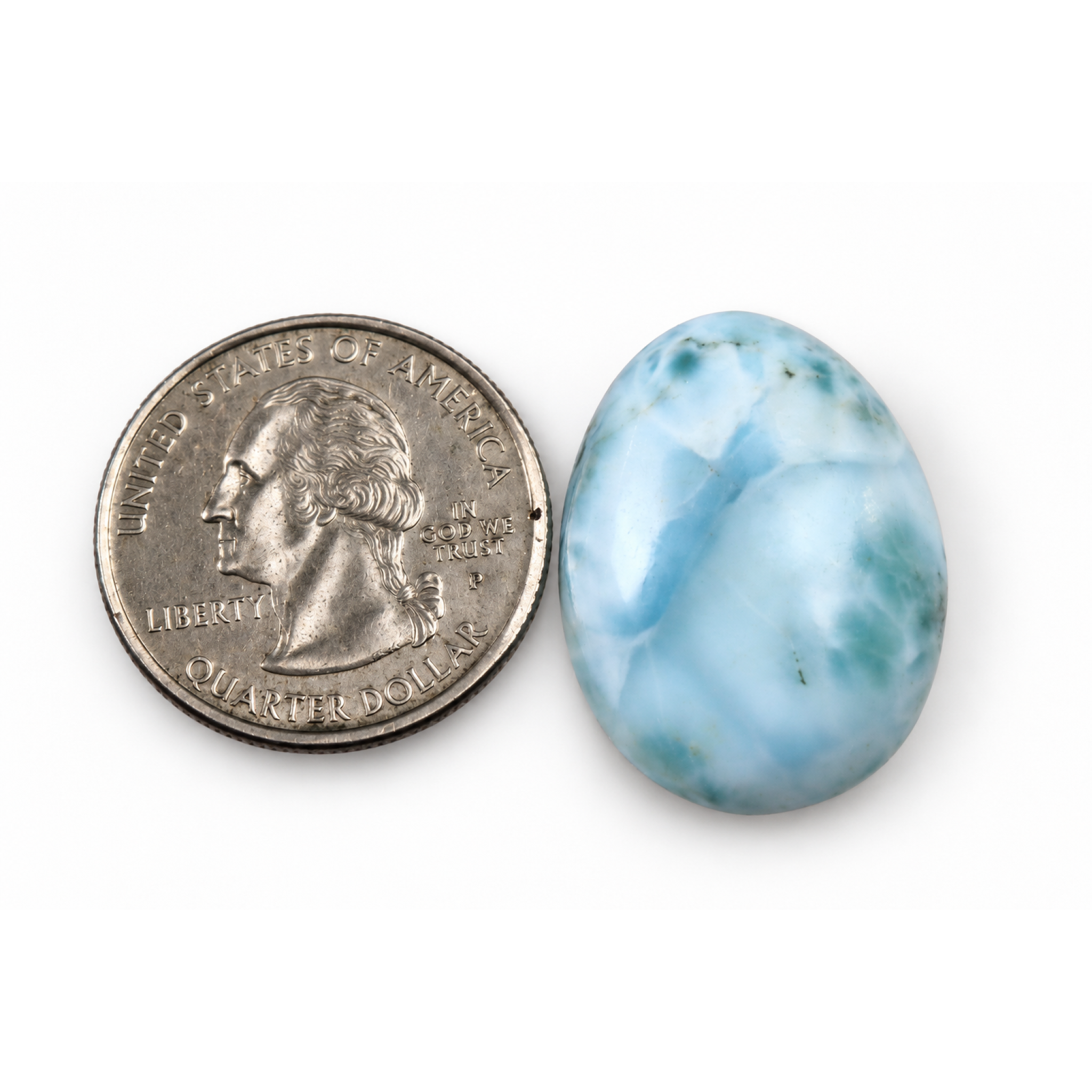 Authentic sky blue Dominican Larimar cabochon 27mm – photo 3