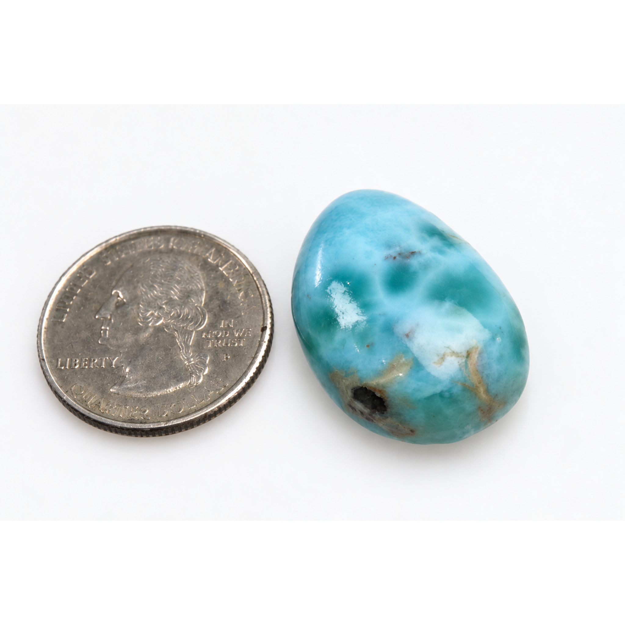 Authentic green blue Dominican Larimar cabochon 28mm – photo 6