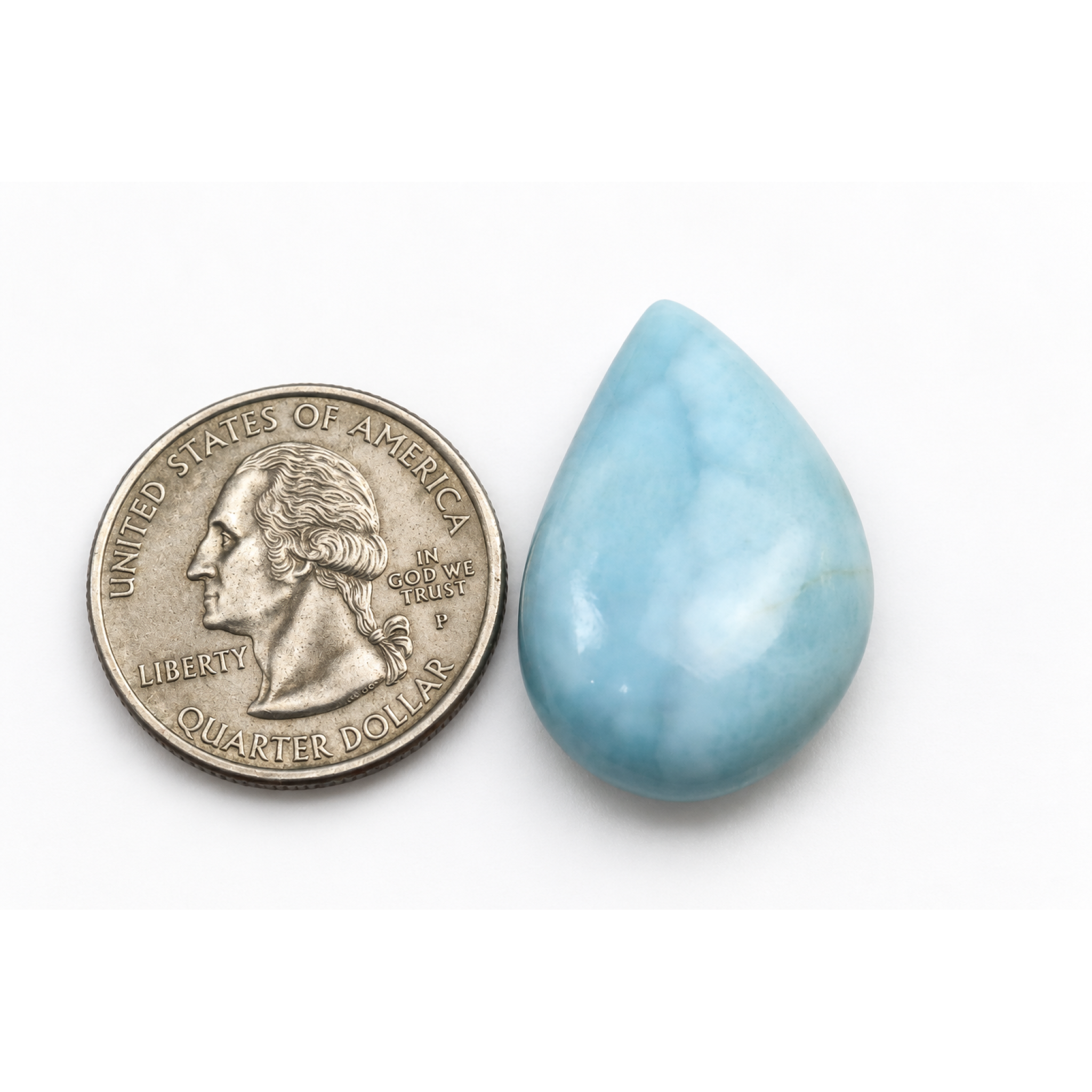 Authentic green blue Dominican Larimar cabochon 31mm – photo 4
