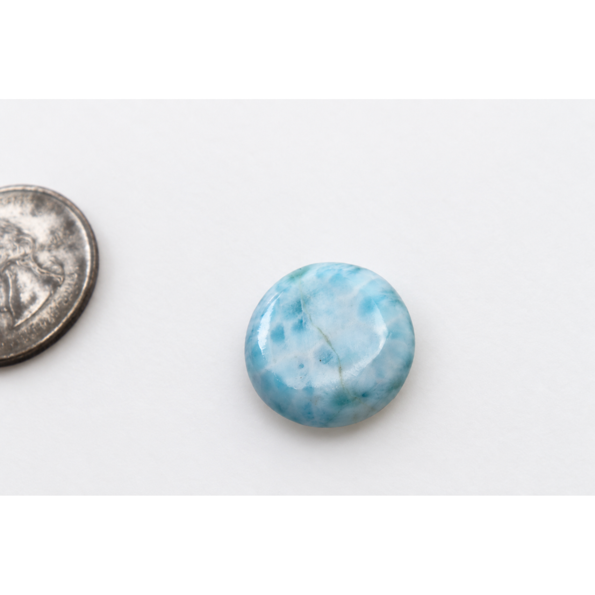 Genuine sea blue Dominican Larimar cabochon 18.5mm – photo 2
