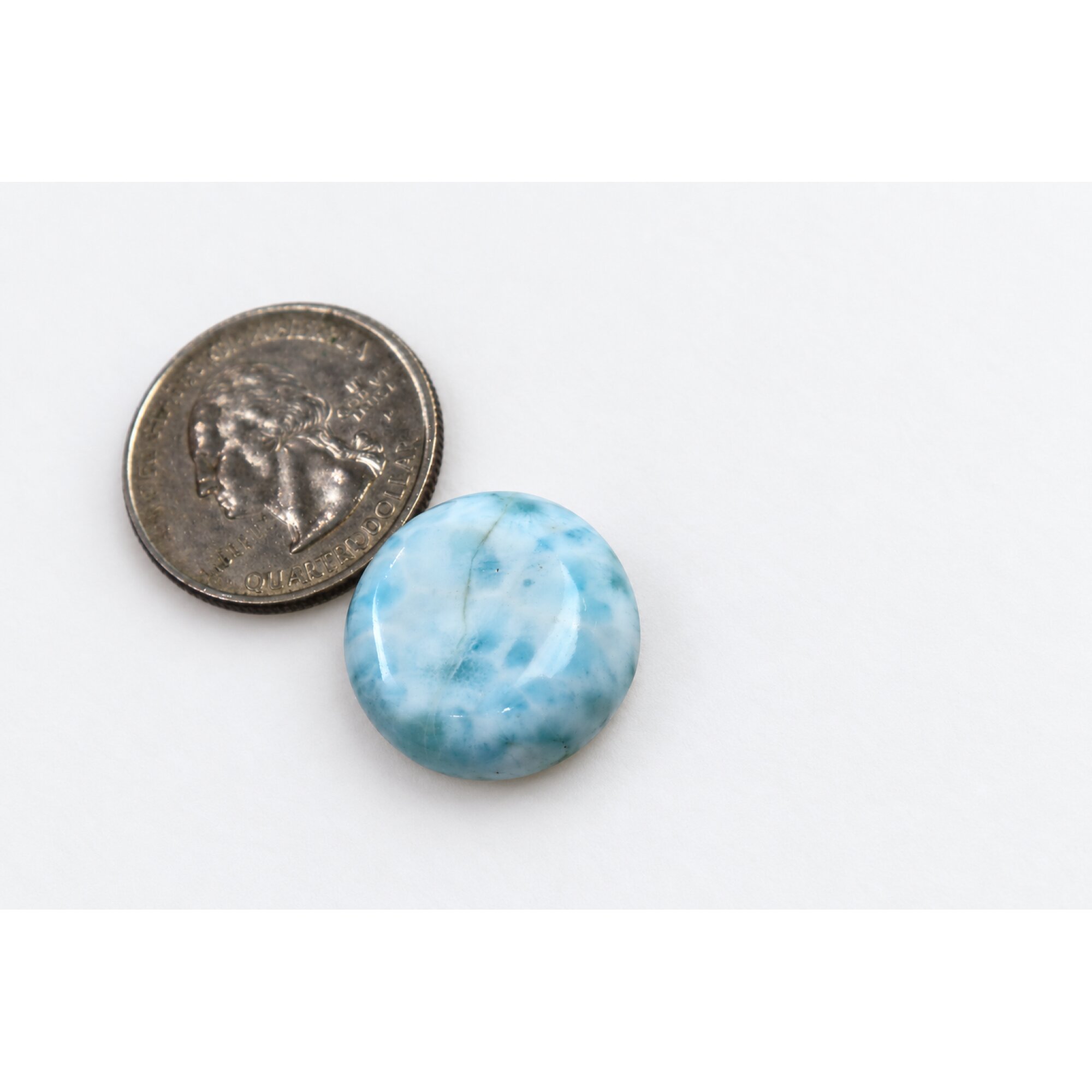 Genuine sea blue Dominican Larimar cabochon 18.5mm – photo 4