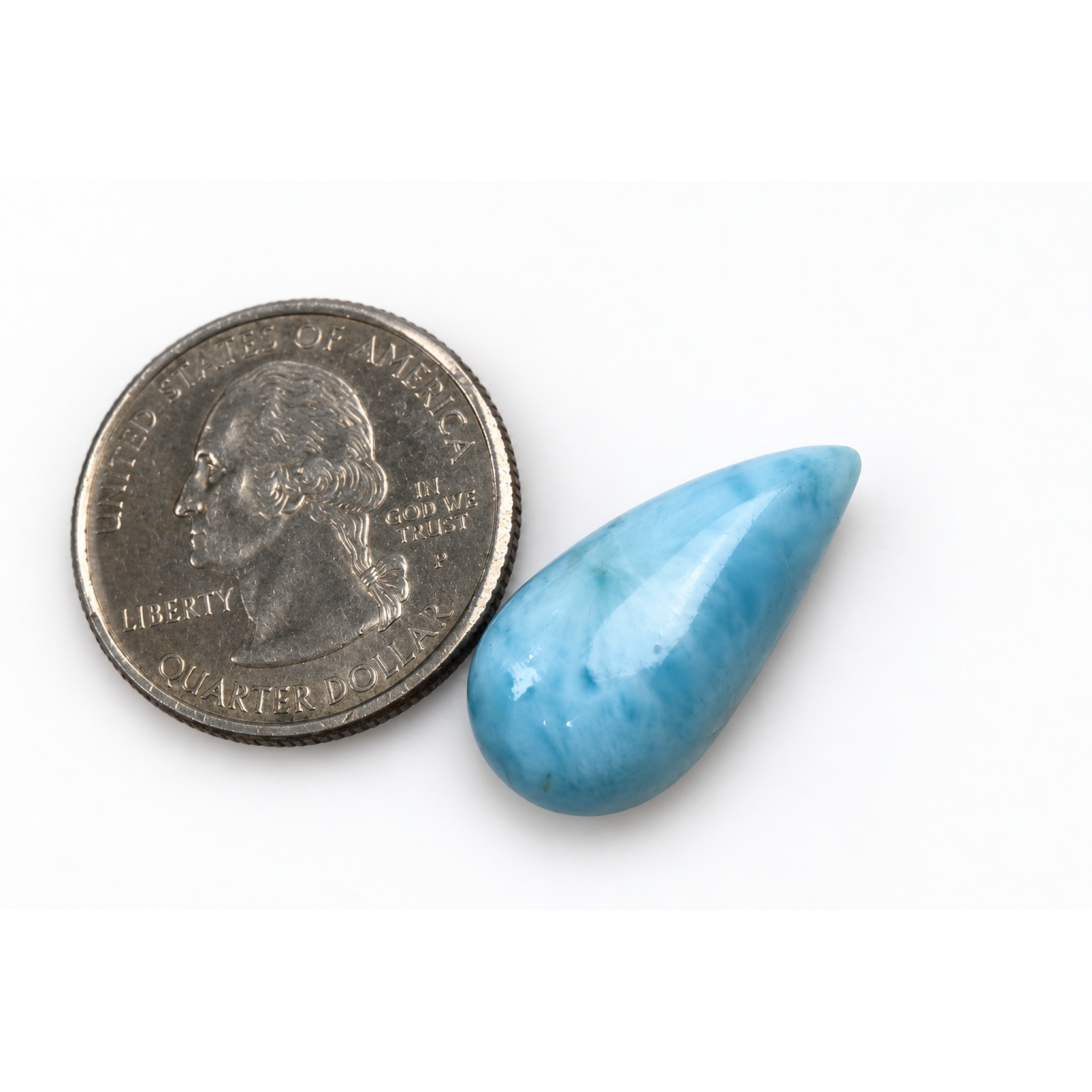 Genuine sea blue Dominican Larimar cabochon 22mm – photo 5