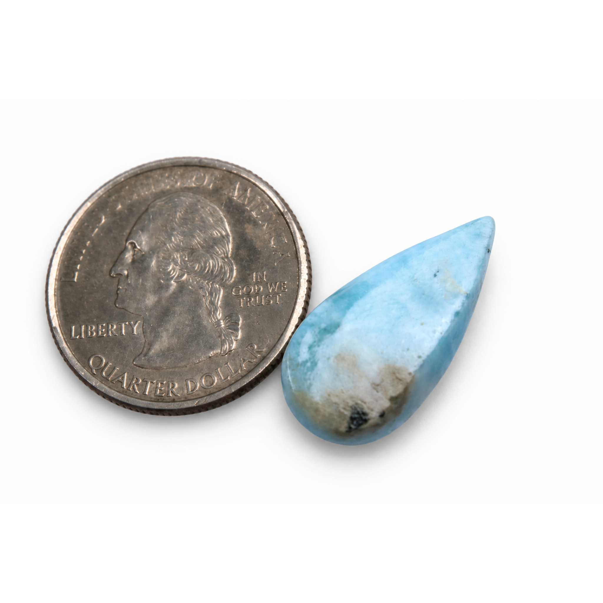 Genuine sea blue Dominican Larimar cabochon 22mm – photo 6