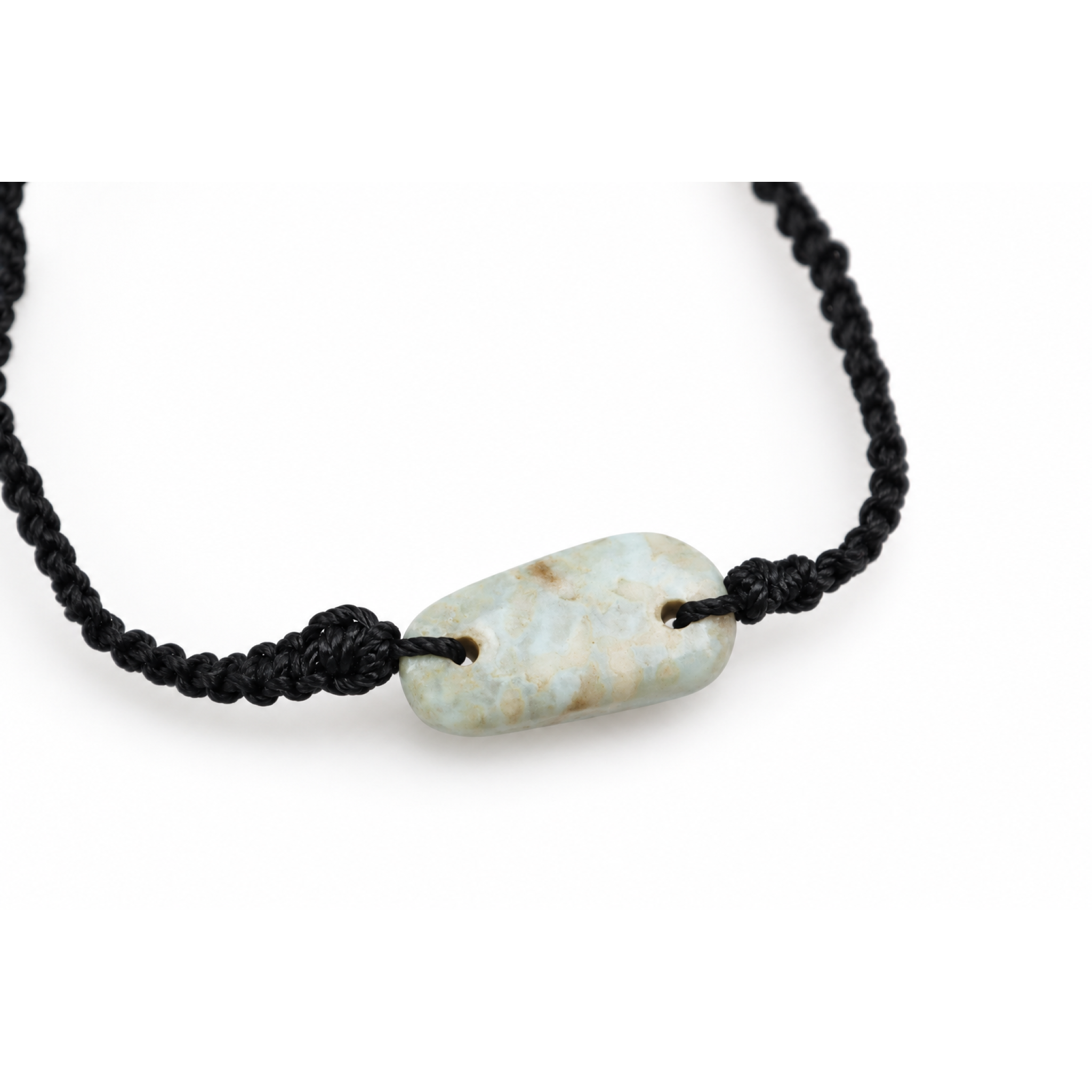 Genuine sky blue Dominican Larimar macrame bracelet 24mm – photo 3