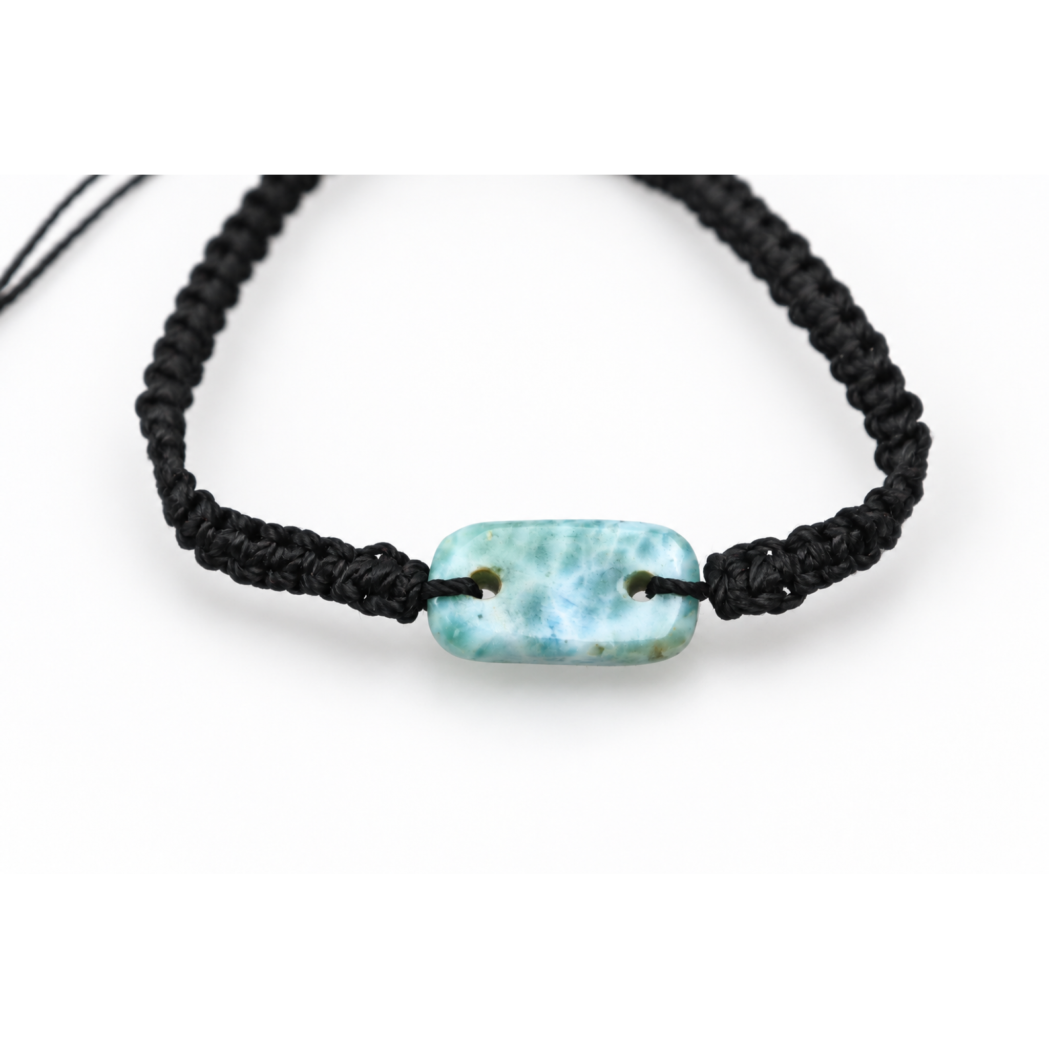 Genuine sky blue Dominican Larimar macrame bracelet 20mm – photo 2