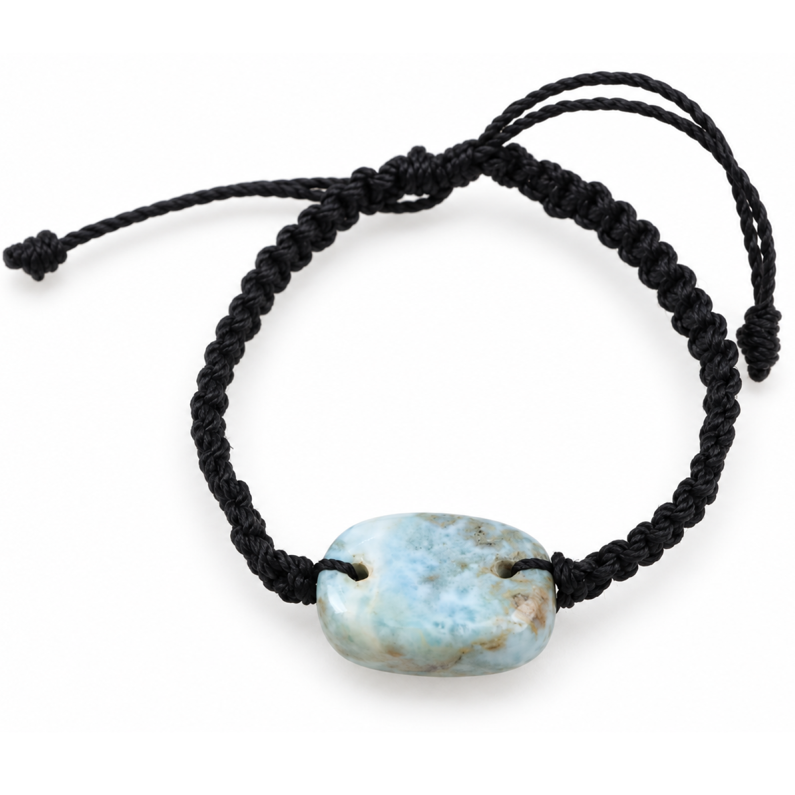 Genuine cafe blue Dominican Larimar macrame bracelet 24mm