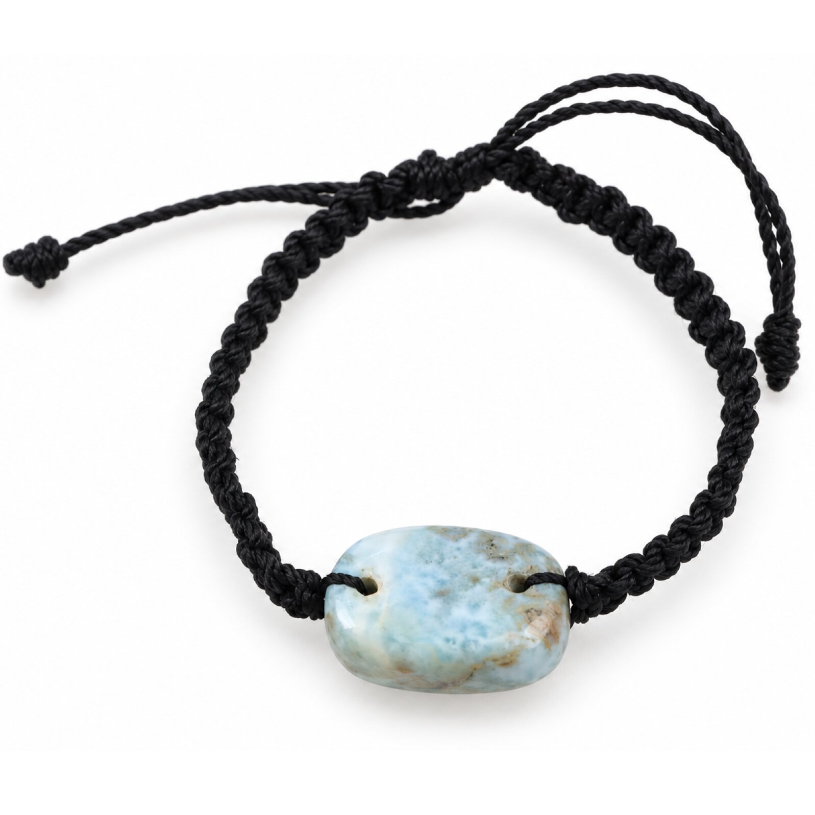 Genuine cafe blue Dominican Larimar macrame bracelet 24mm