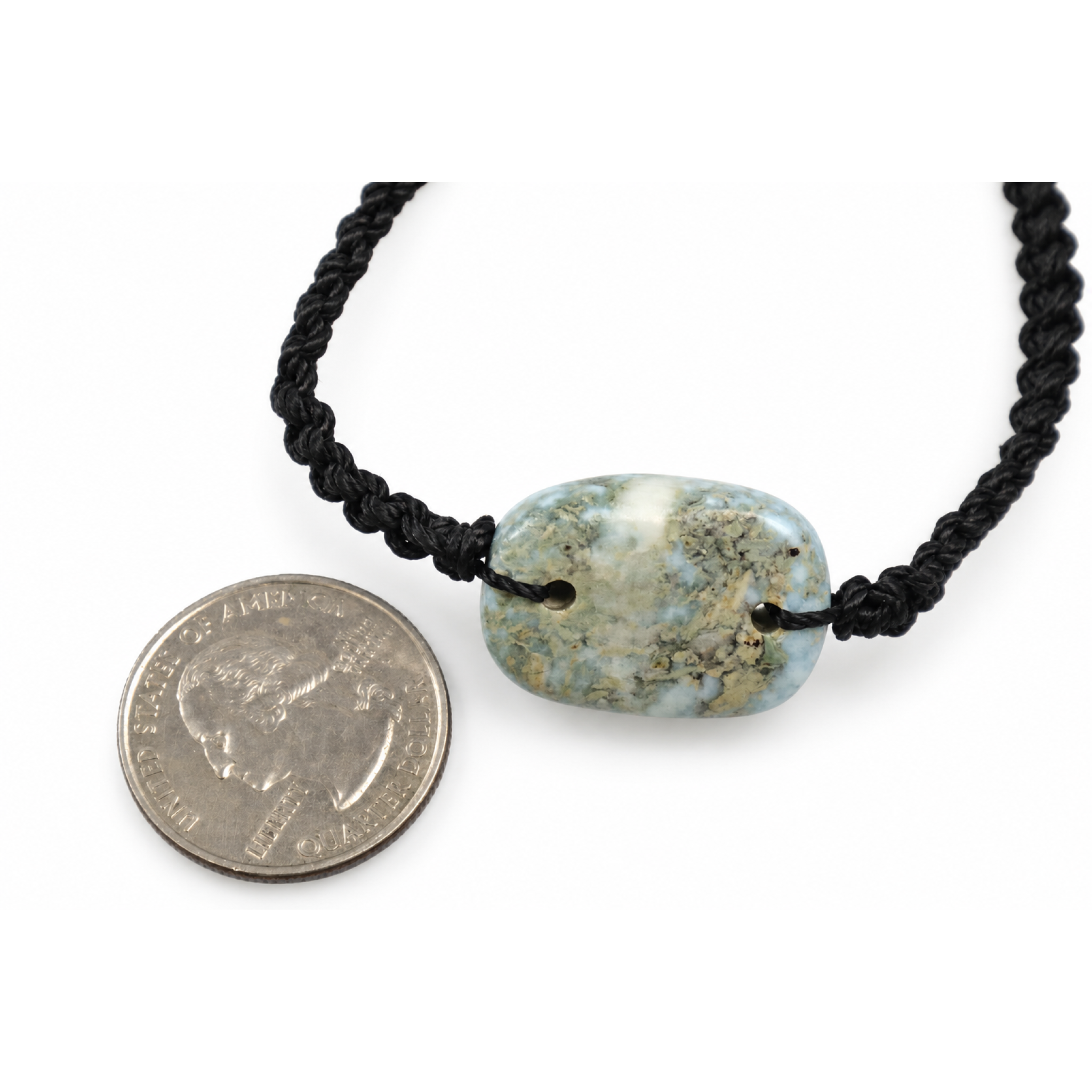 Genuine cafe blue Dominican Larimar macrame bracelet 24mm – photo 3