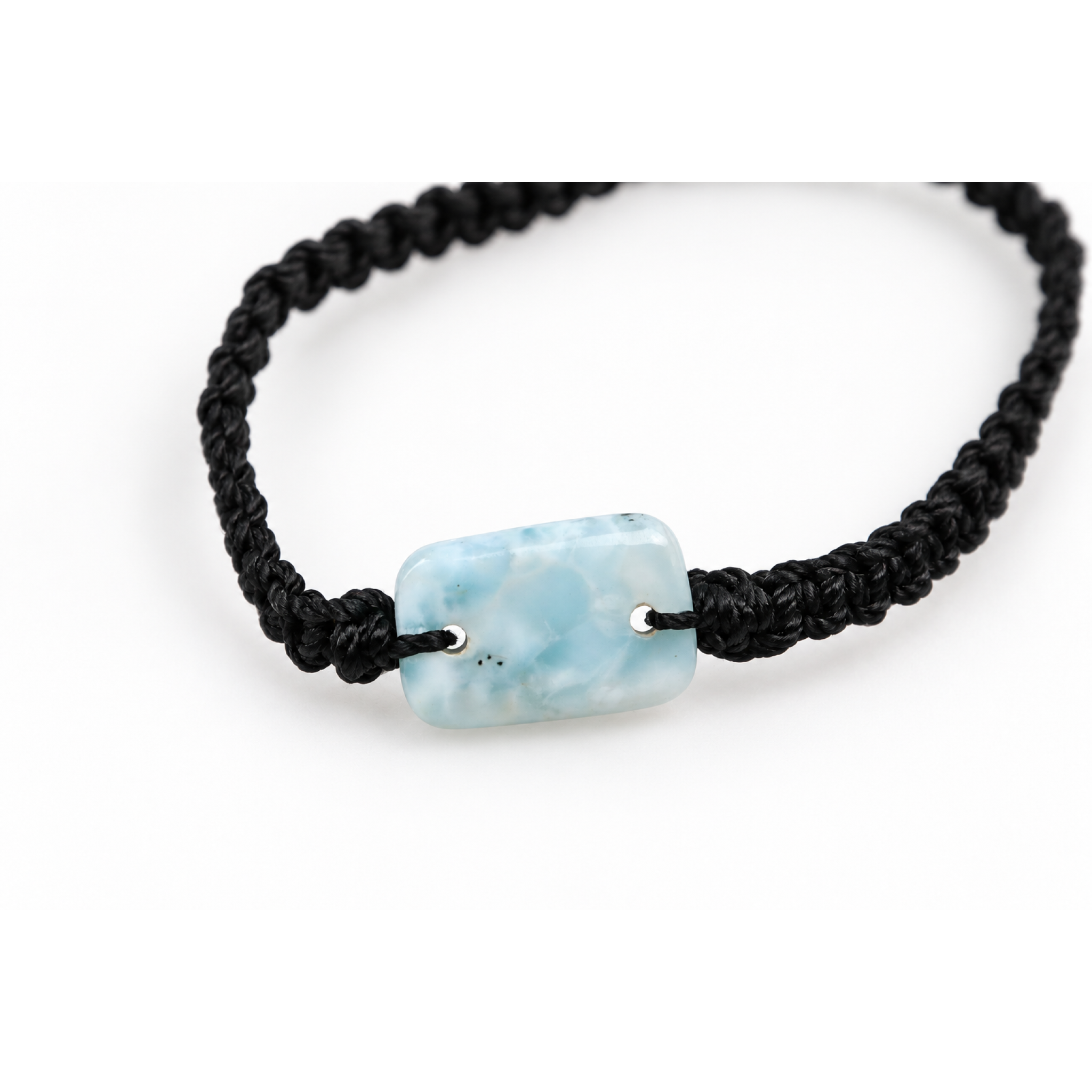 Real light blue Dominican Larimar macrame bracelet 19mm – photo 2
