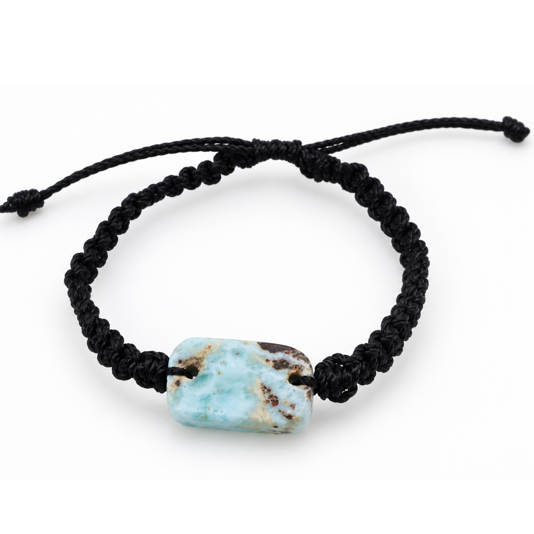 Real light blue Dominican Larimar macrame bracelet 22mm