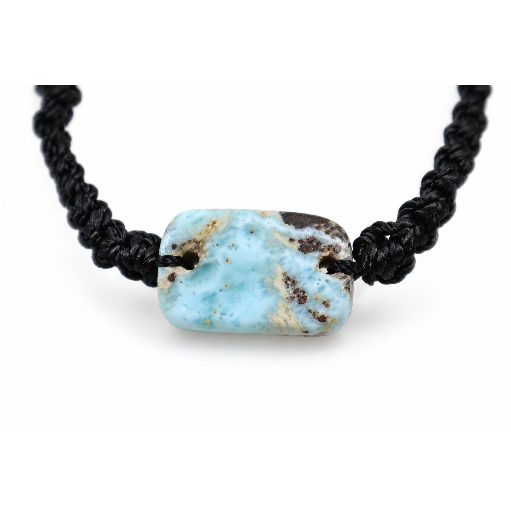 Real light blue Dominican Larimar macrame bracelet 22mm – photo 2