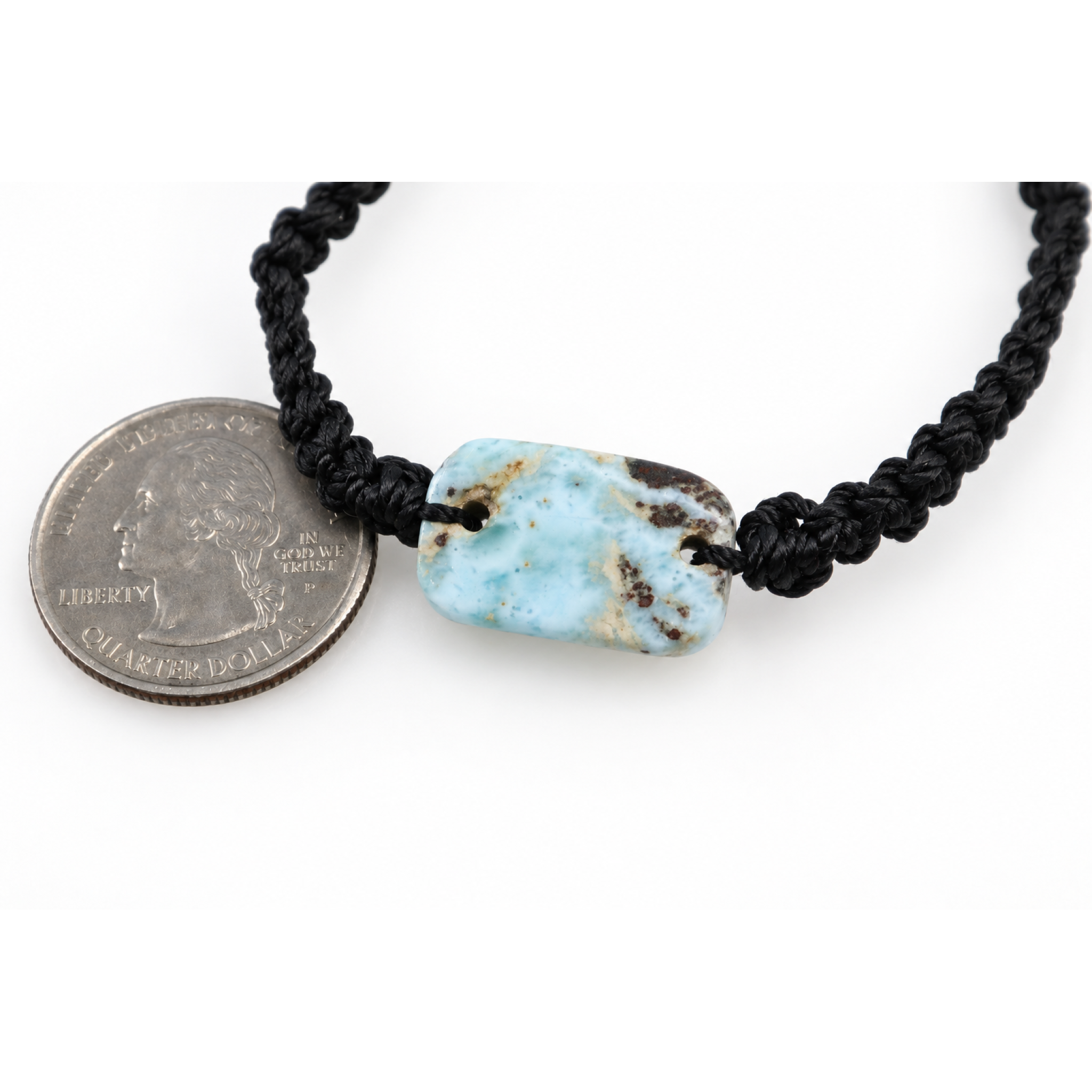 Real light blue Dominican Larimar macrame bracelet 22mm – photo 3