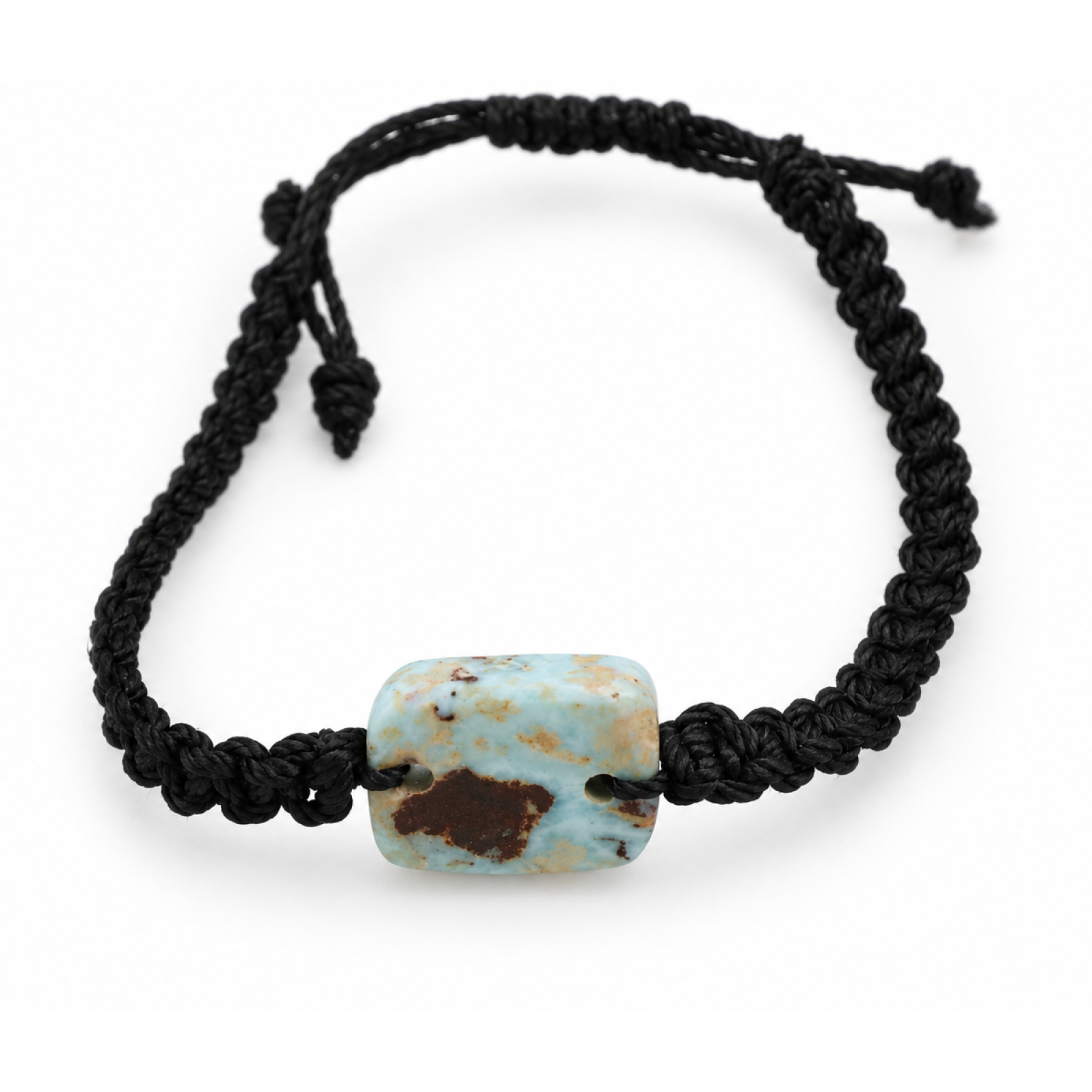 Real light blue Dominican Larimar macrame bracelet 18mm