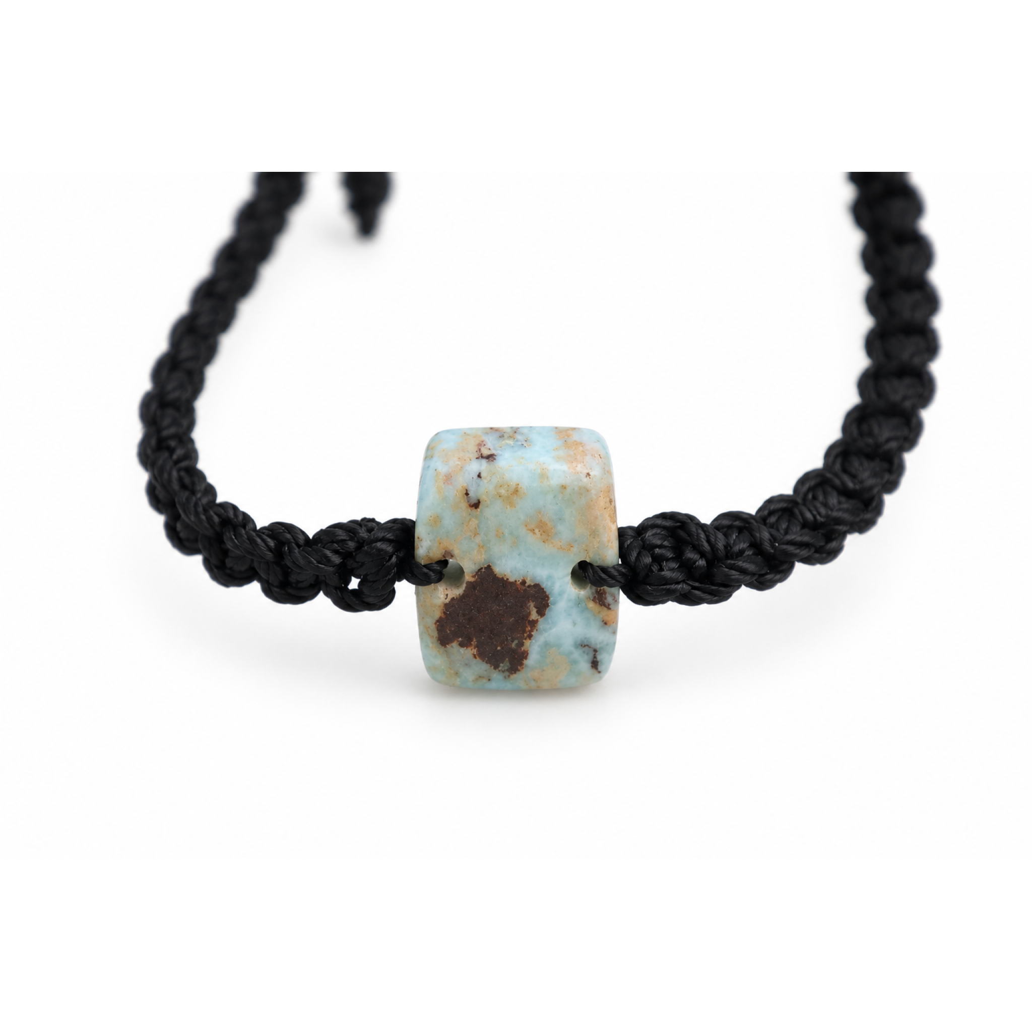 Real light blue Dominican Larimar macrame bracelet 18mm – photo 2