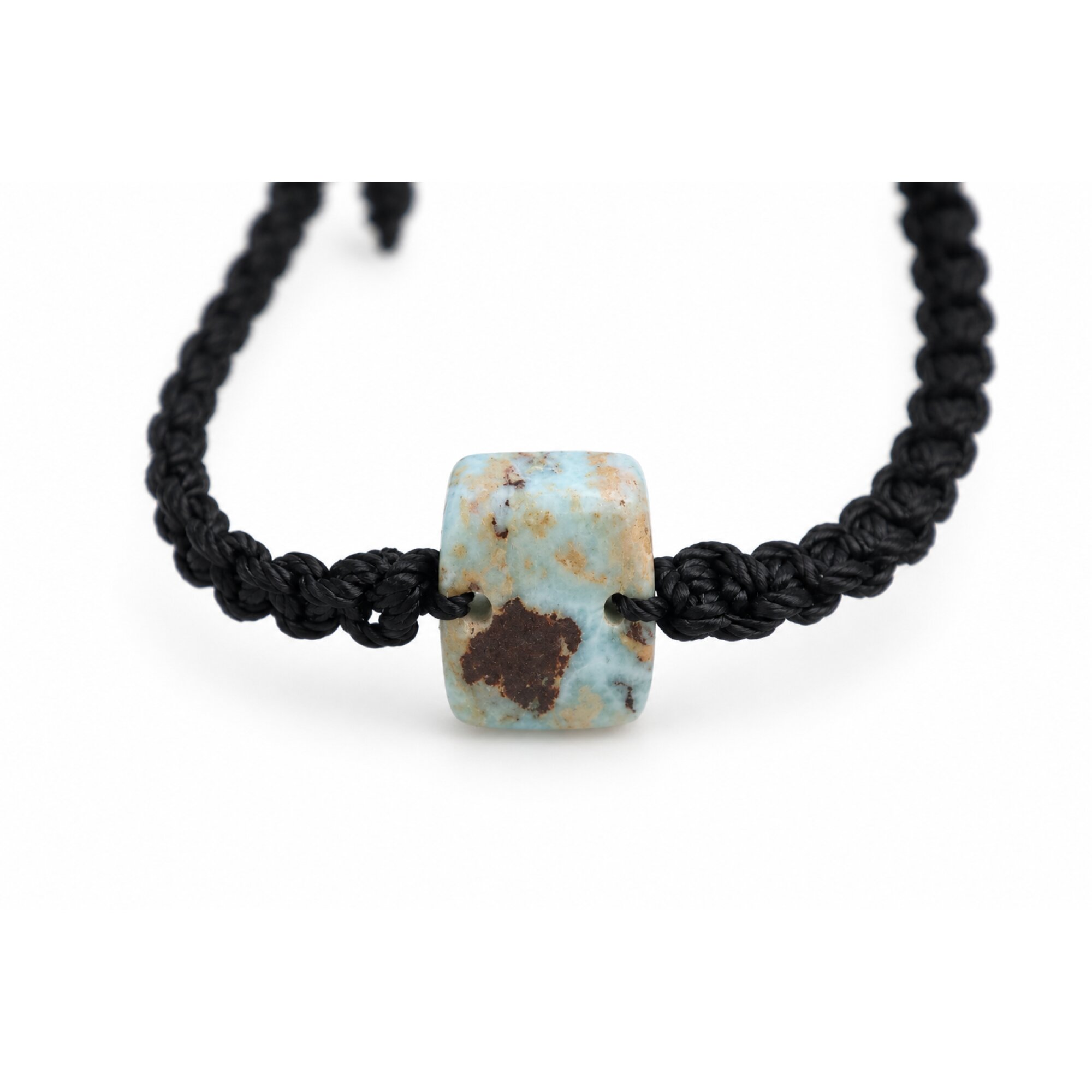 Real light blue Dominican Larimar macrame bracelet 18mm – photo 2
