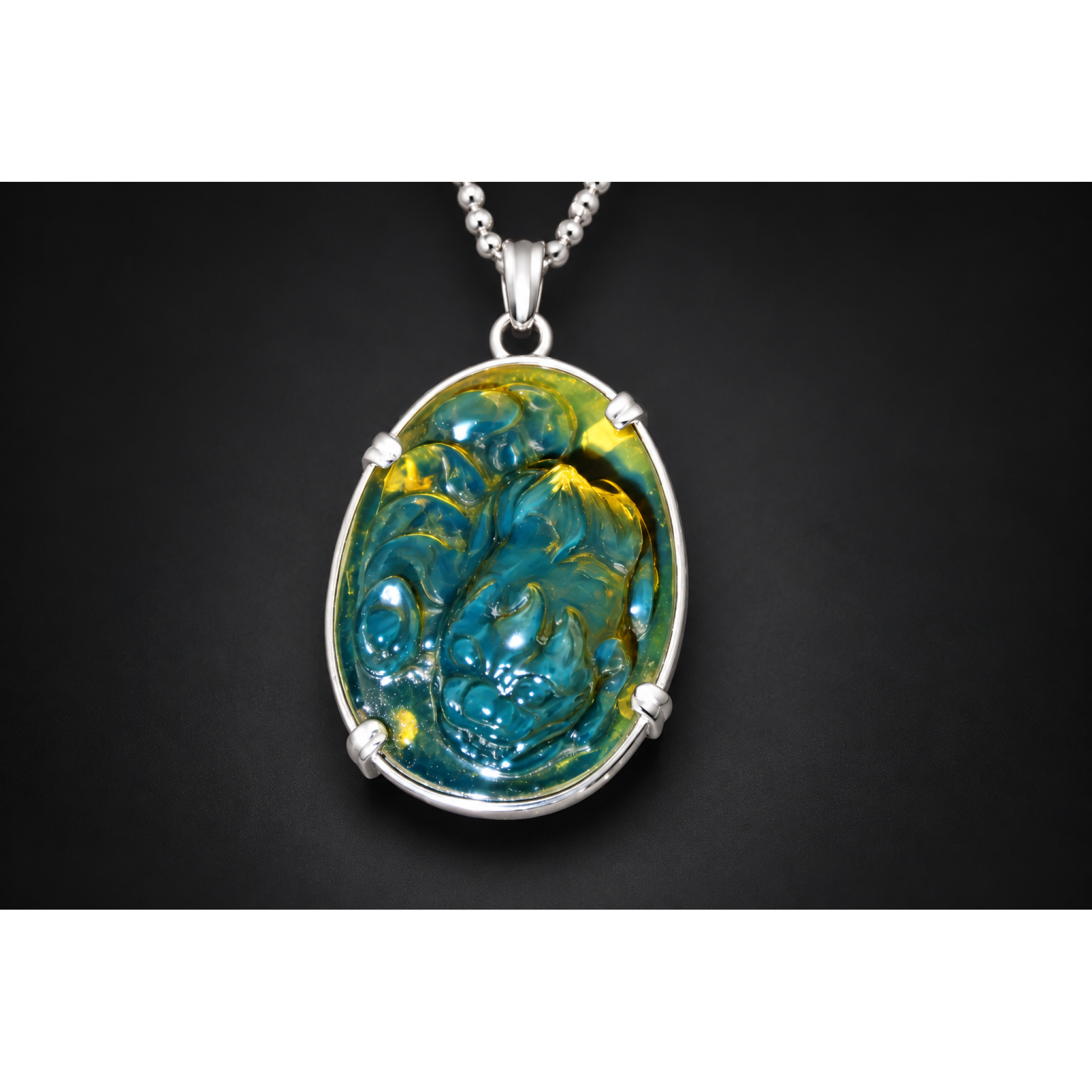 Earth mined sky blue Dominican amber sterling silver amber 55mm – photo 3