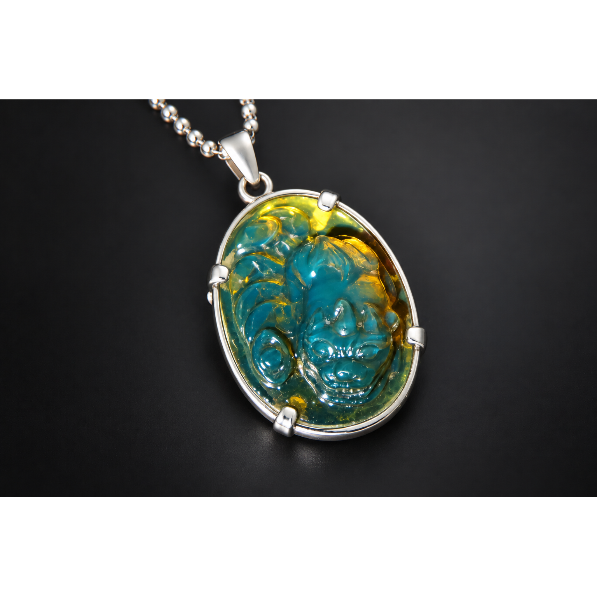 Earth mined sky blue Dominican amber sterling silver amber 55mm – photo 5