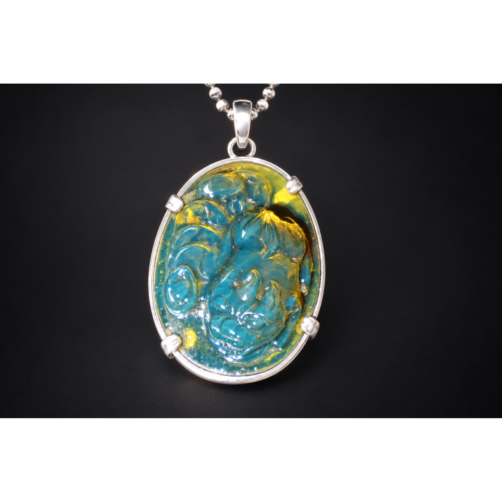 Earth mined sky blue Dominican amber sterling silver amber 55mm – photo 13