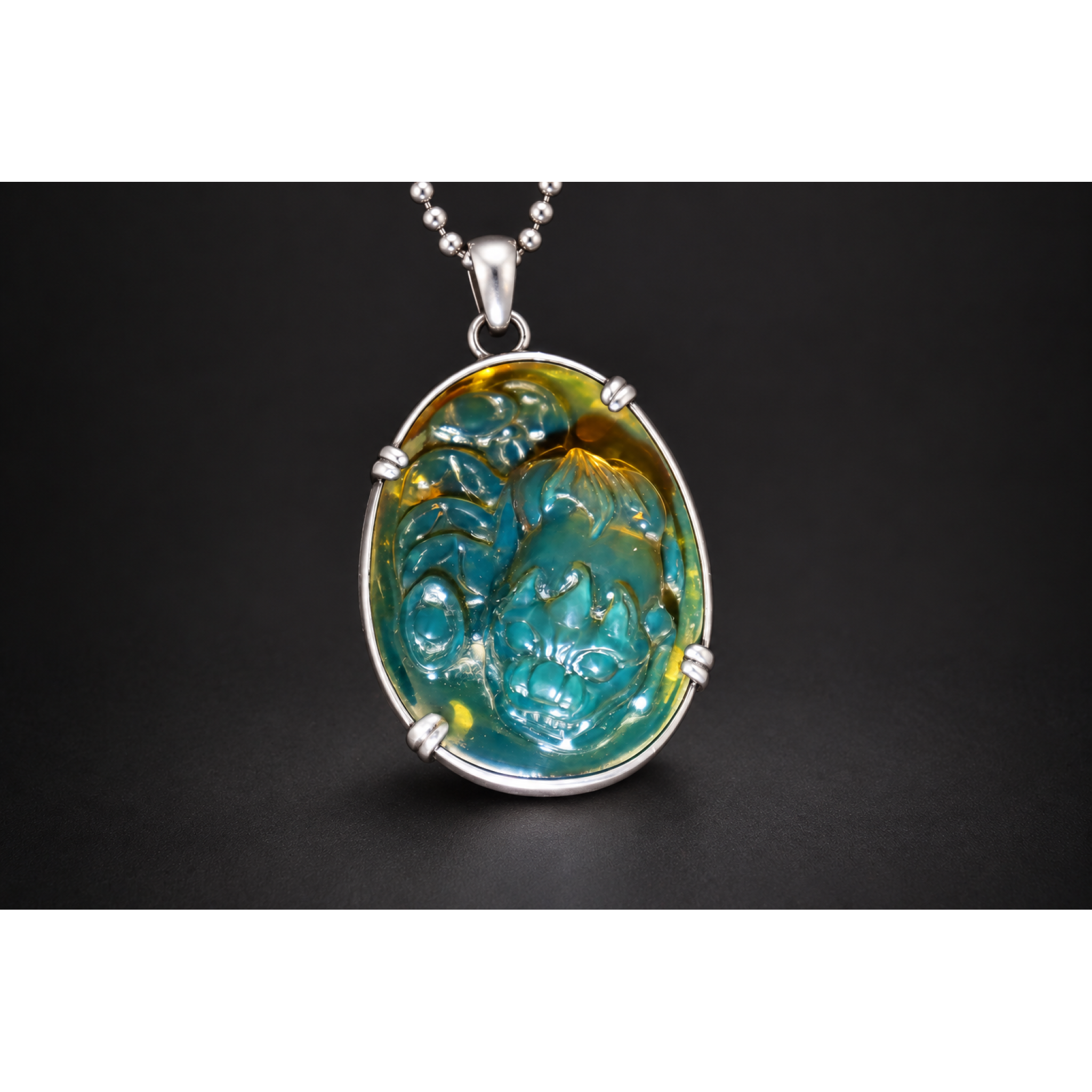 Earth mined sky blue Dominican amber sterling silver amber 55mm – photo 17
