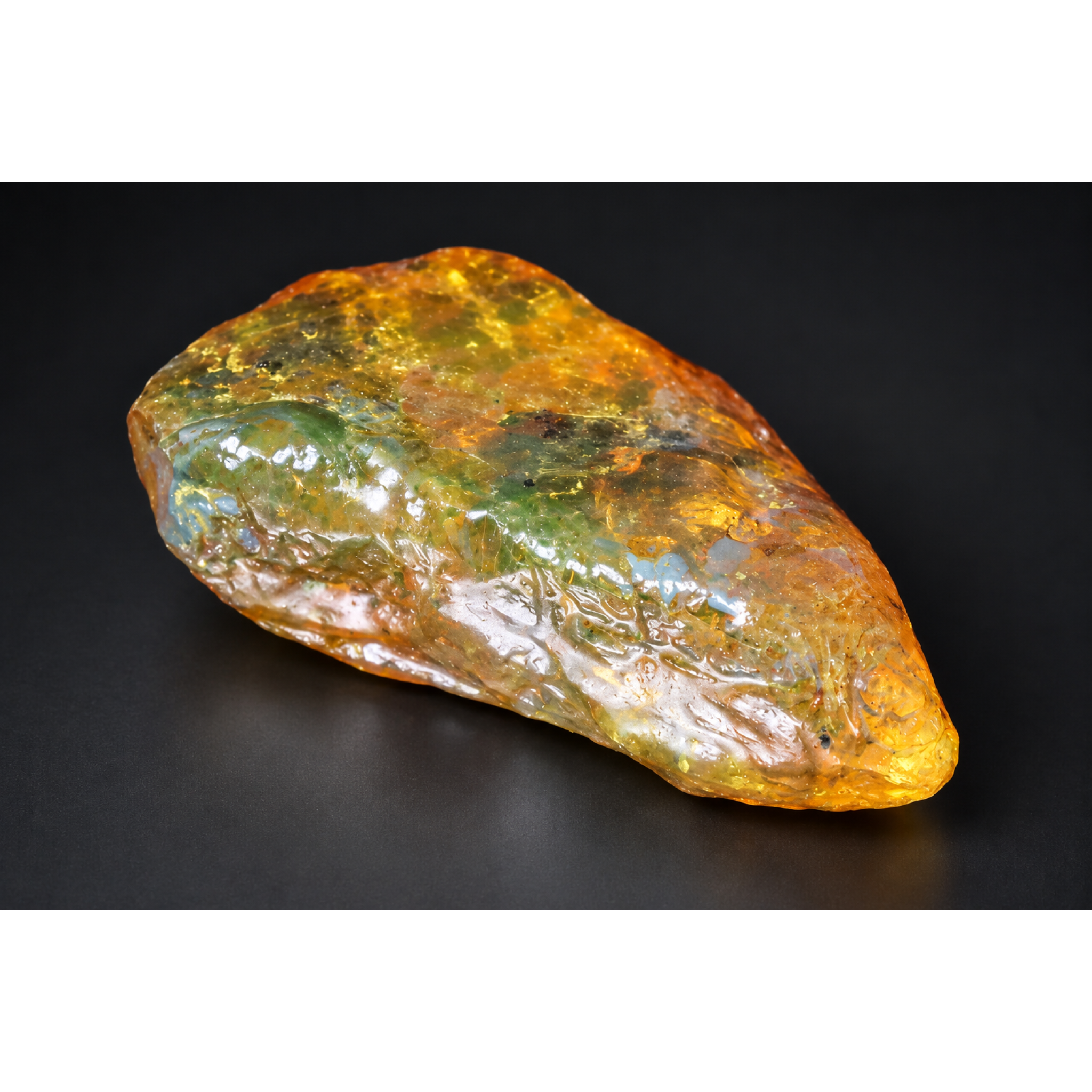 Authentic blue parts orange green rough specimen Dominican amber 55mm – photo 6