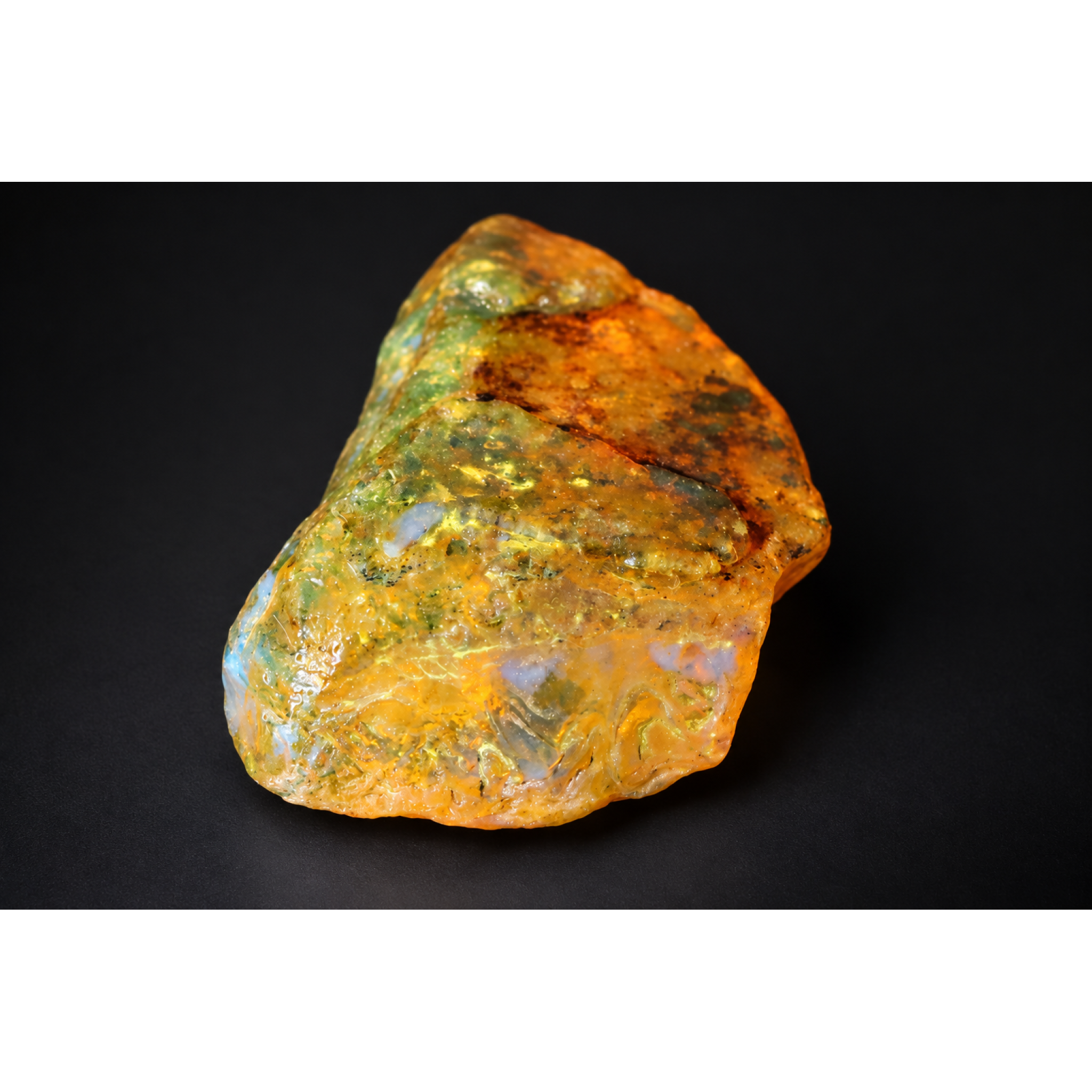 Authentic blue parts orange green rough specimen Dominican amber 55mm – photo 7