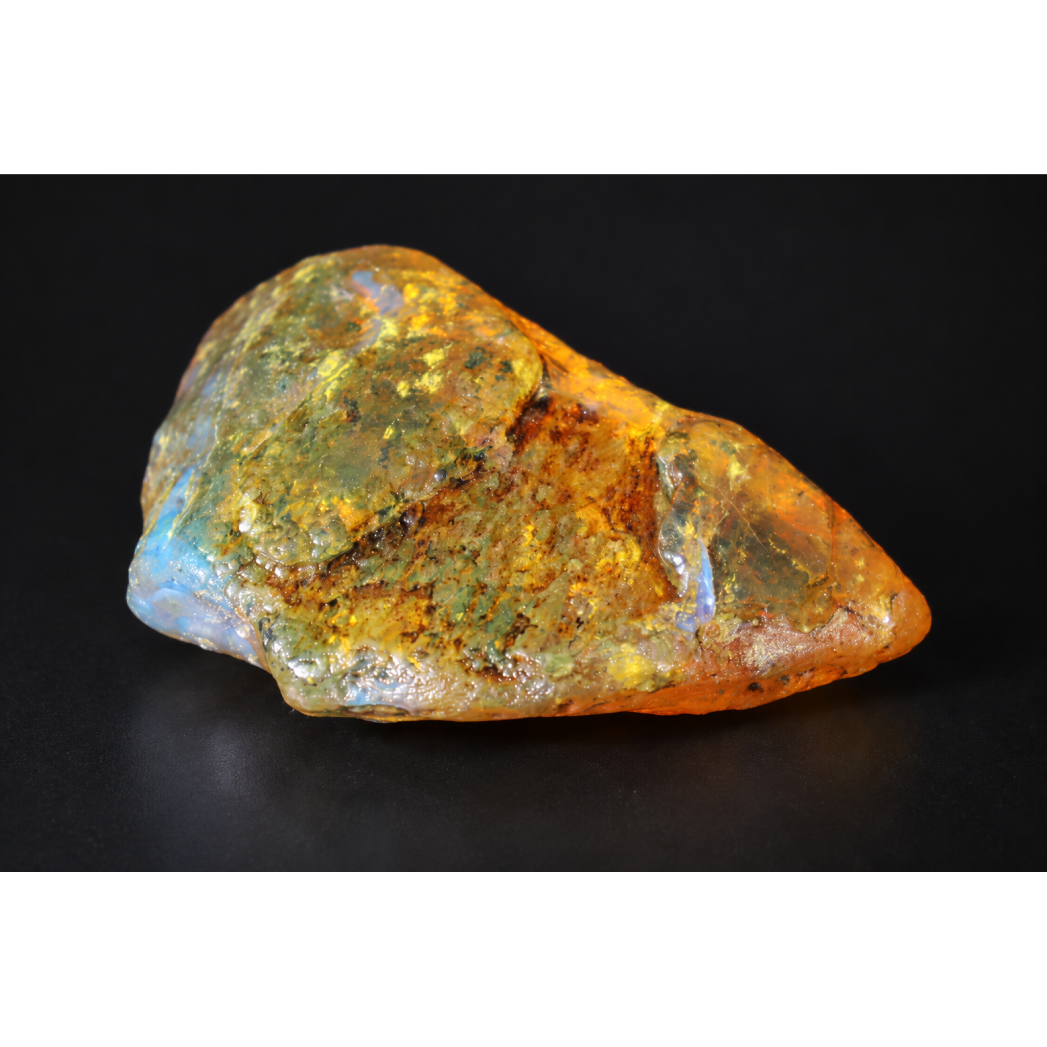 Authentic blue parts orange green rough specimen Dominican amber 55mm – photo 8