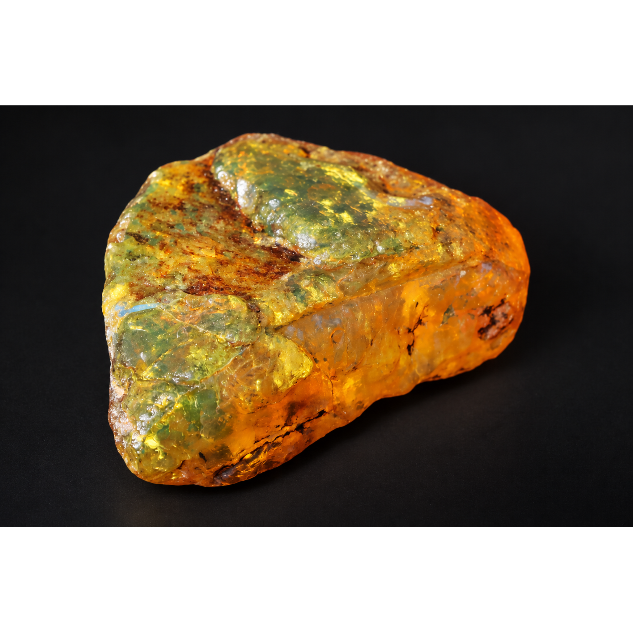 Authentic blue parts orange green rough specimen Dominican amber 55mm – photo 9