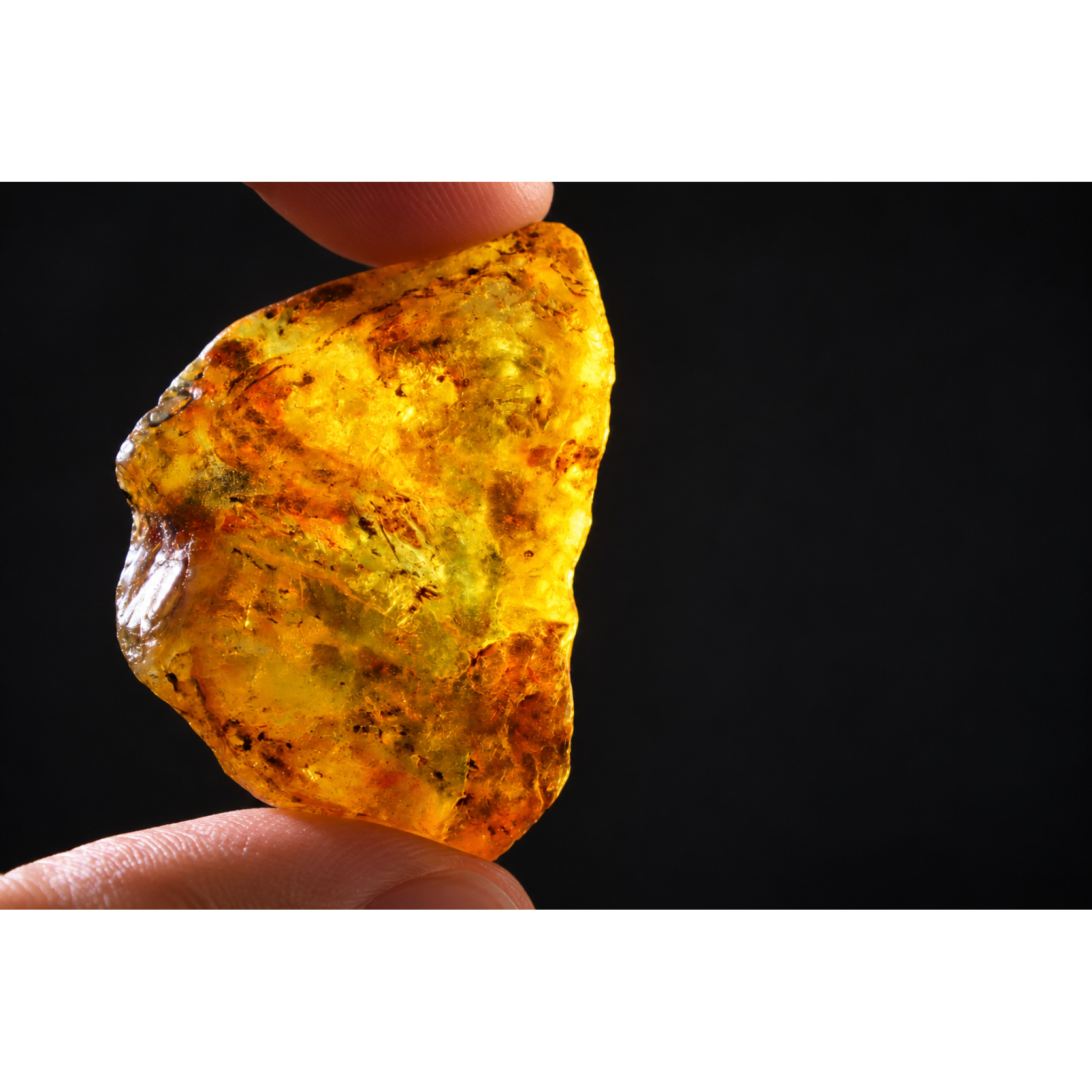 Authentic blue parts orange green rough specimen Dominican amber 55mm – photo 10