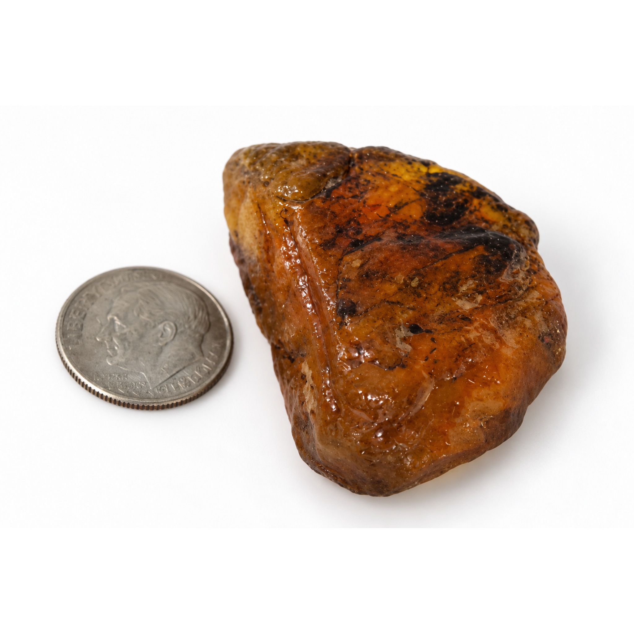 Authentic blue parts orange green rough specimen Dominican amber 55mm – photo 12