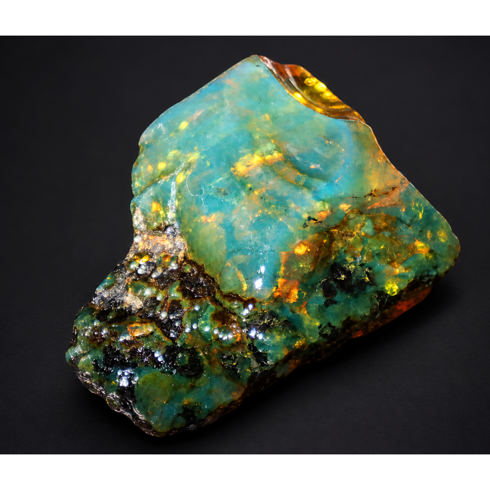 Authentic green blue rough specimen Dominican amber 60mm