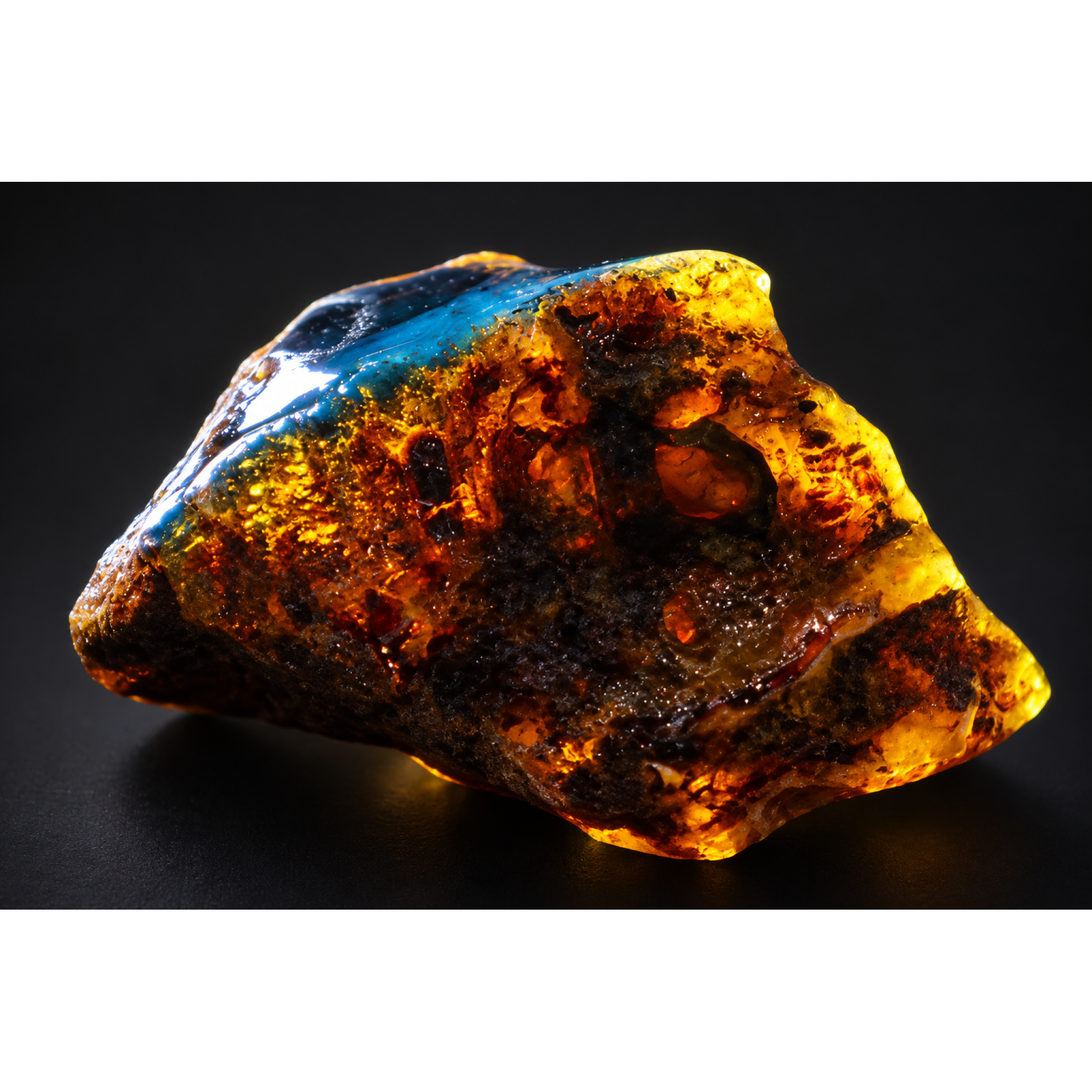 Genuine royal blue rough specimen Dominican amber 54mm – photo 3