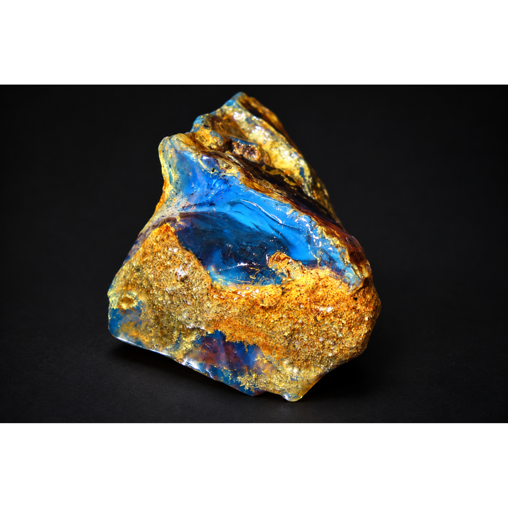Genuine royal blue rough specimen Dominican amber 54mm – photo 9