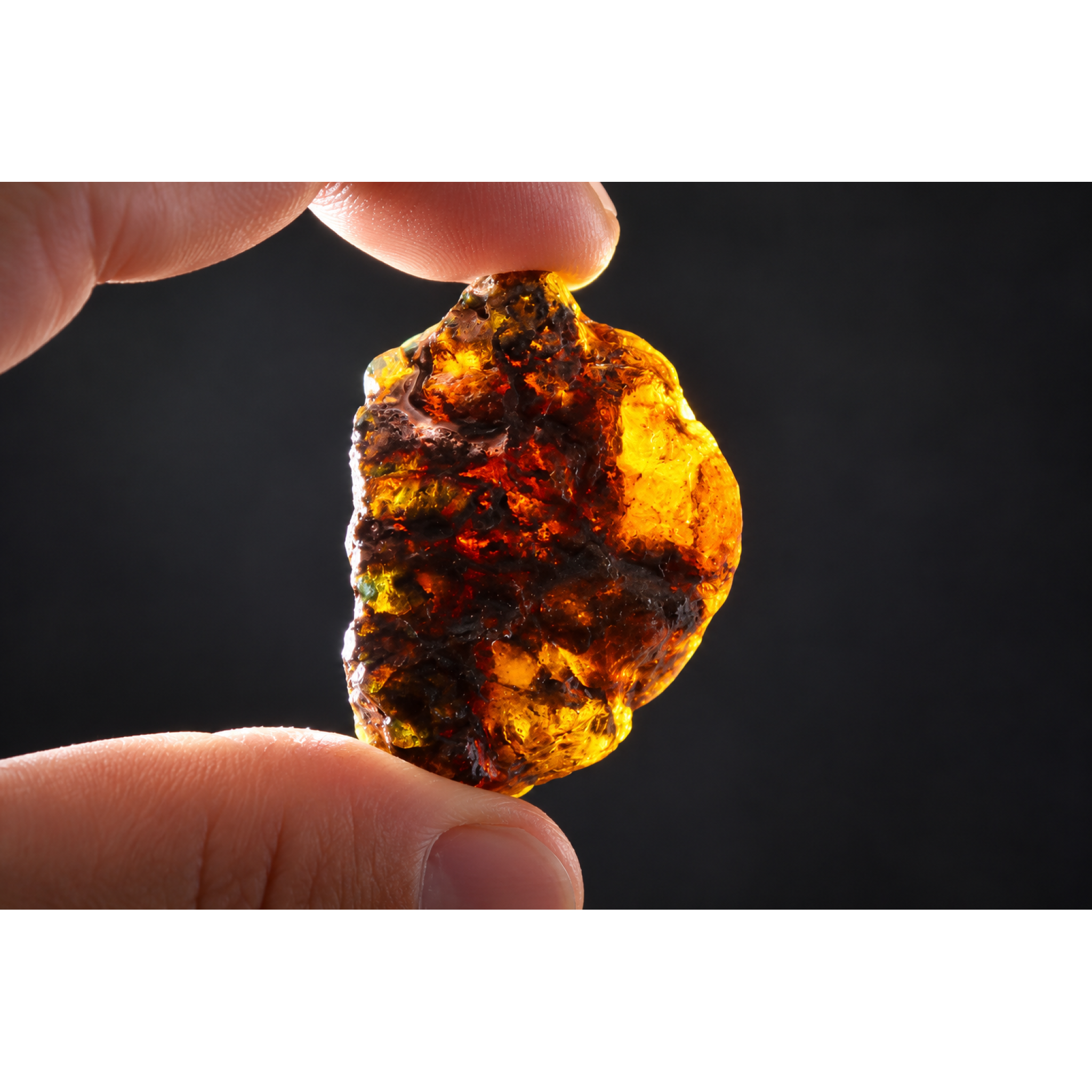 Genuine deep blue rough specimen Dominican amber 44mm – photo 3