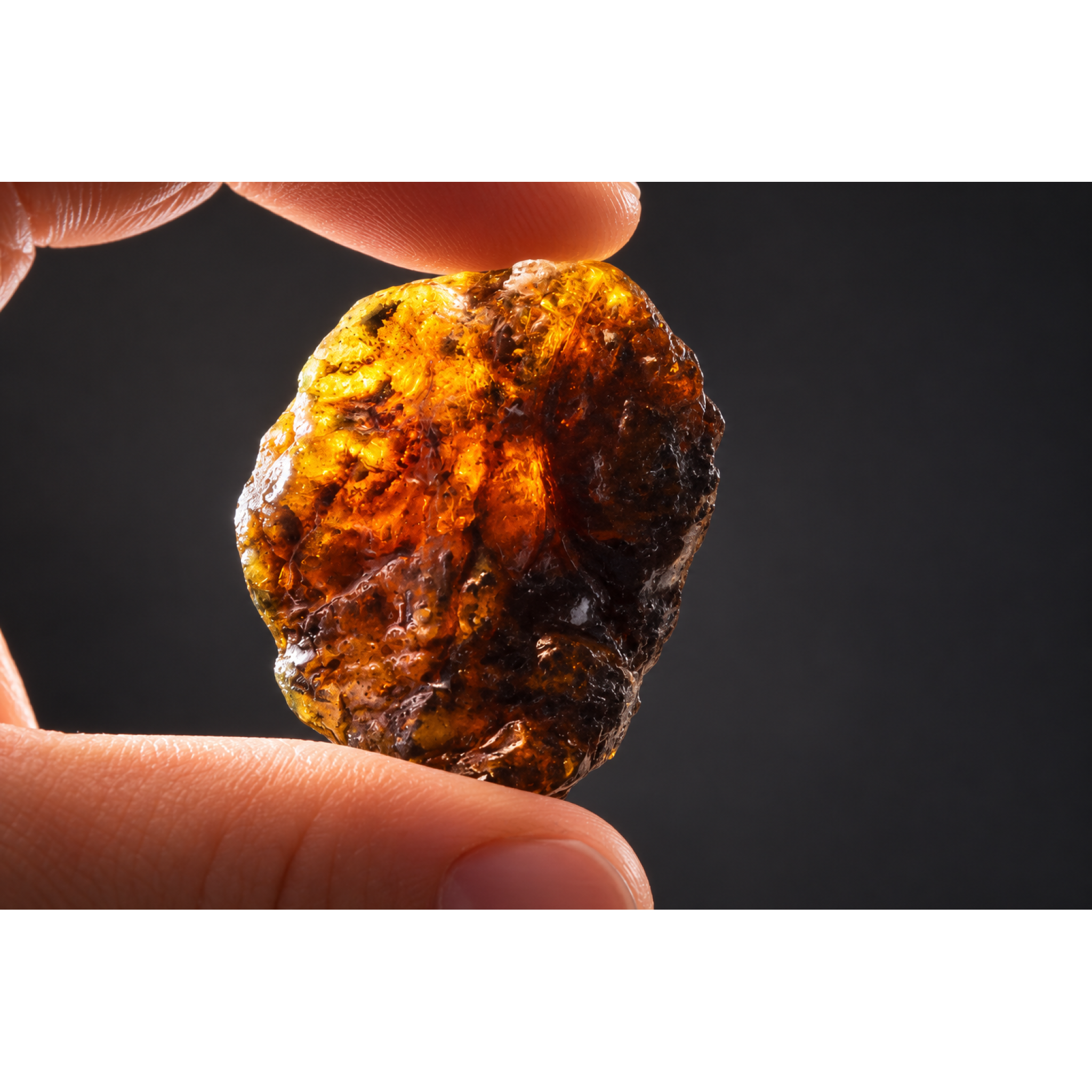 Genuine deep blue rough specimen Dominican amber 44mm – photo 5