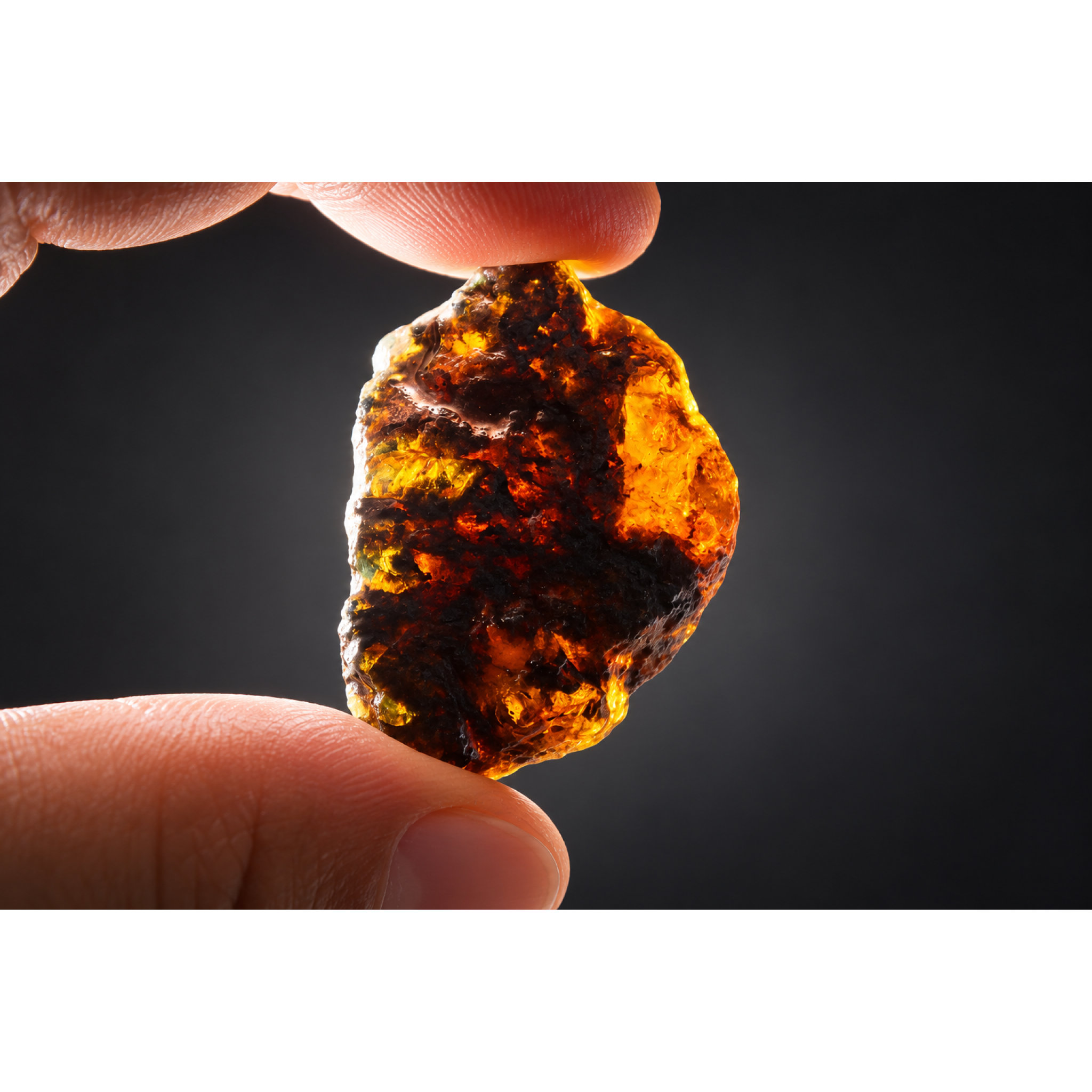 Genuine deep blue rough specimen Dominican amber 44mm – photo 7