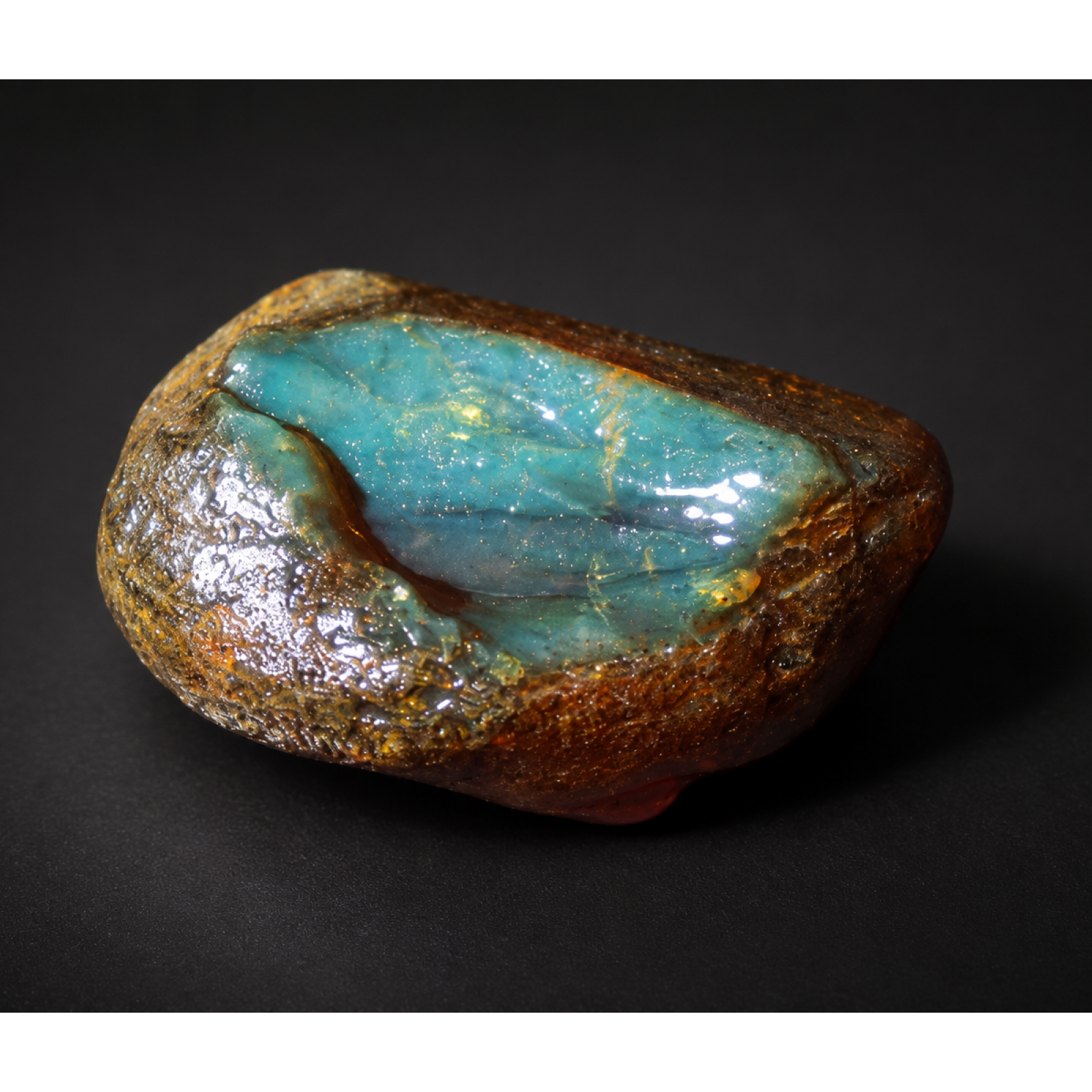 Genuine deep sea blue rough specimen Dominican amber 10.6g