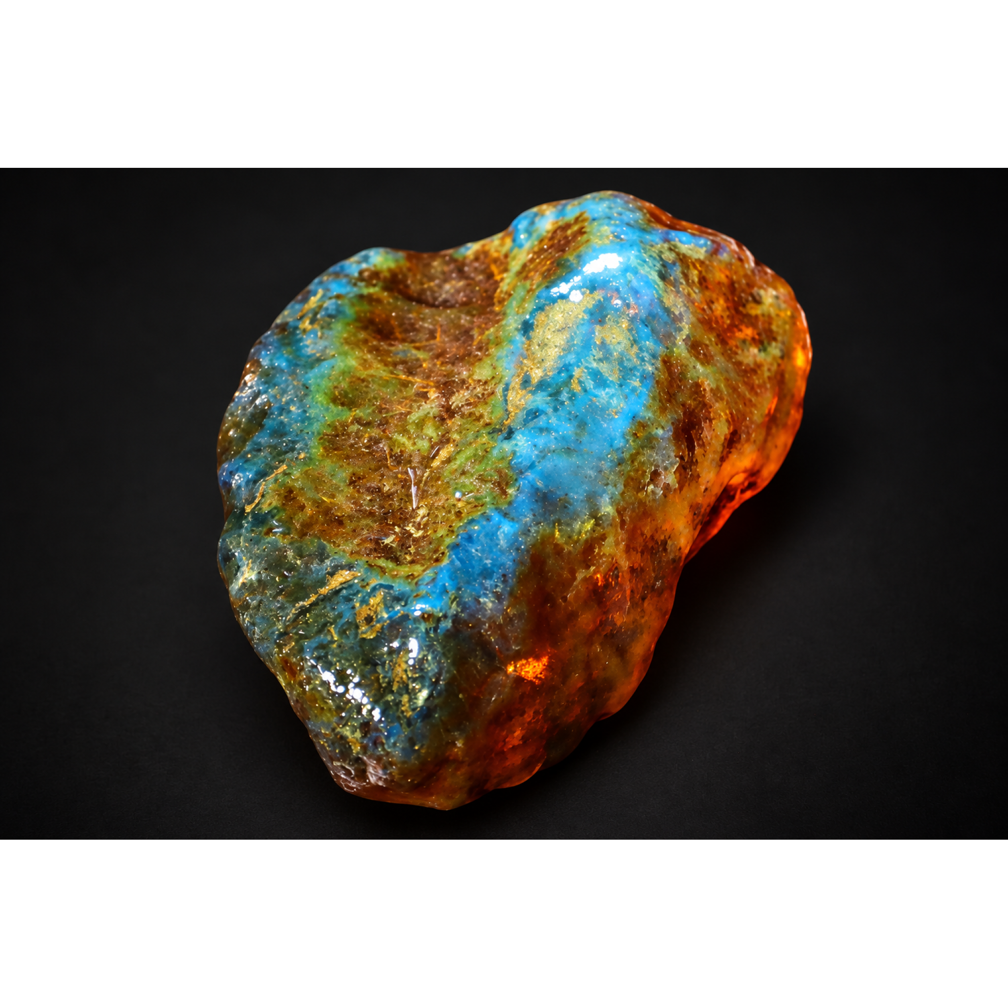 Earth mined green blue rough specimen Dominican amber 53.7g – photo 3