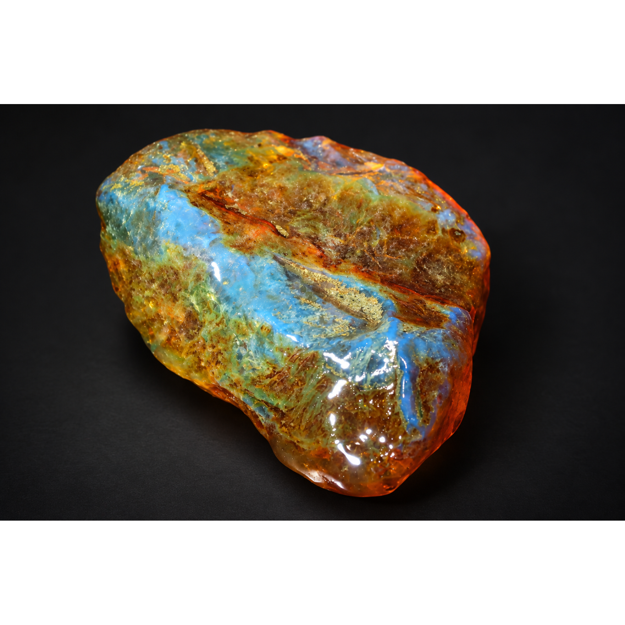 Earth mined green blue rough specimen Dominican amber 53.7g – photo 4