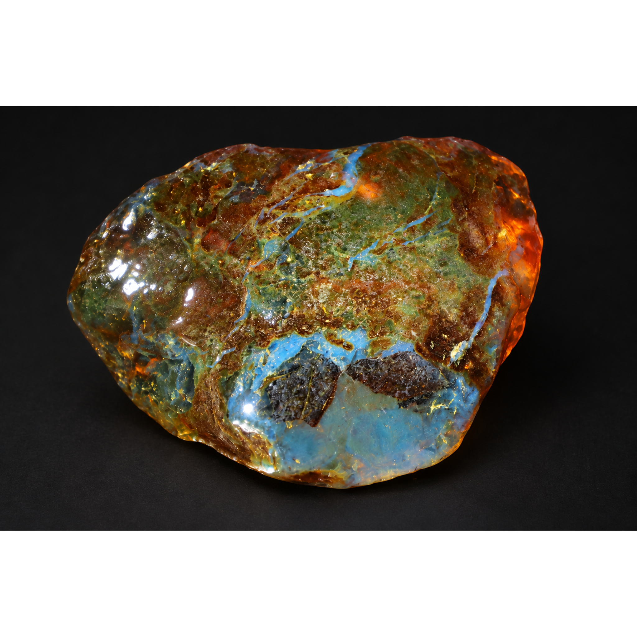Earth mined green blue rough specimen Dominican amber 53.7g – photo 13