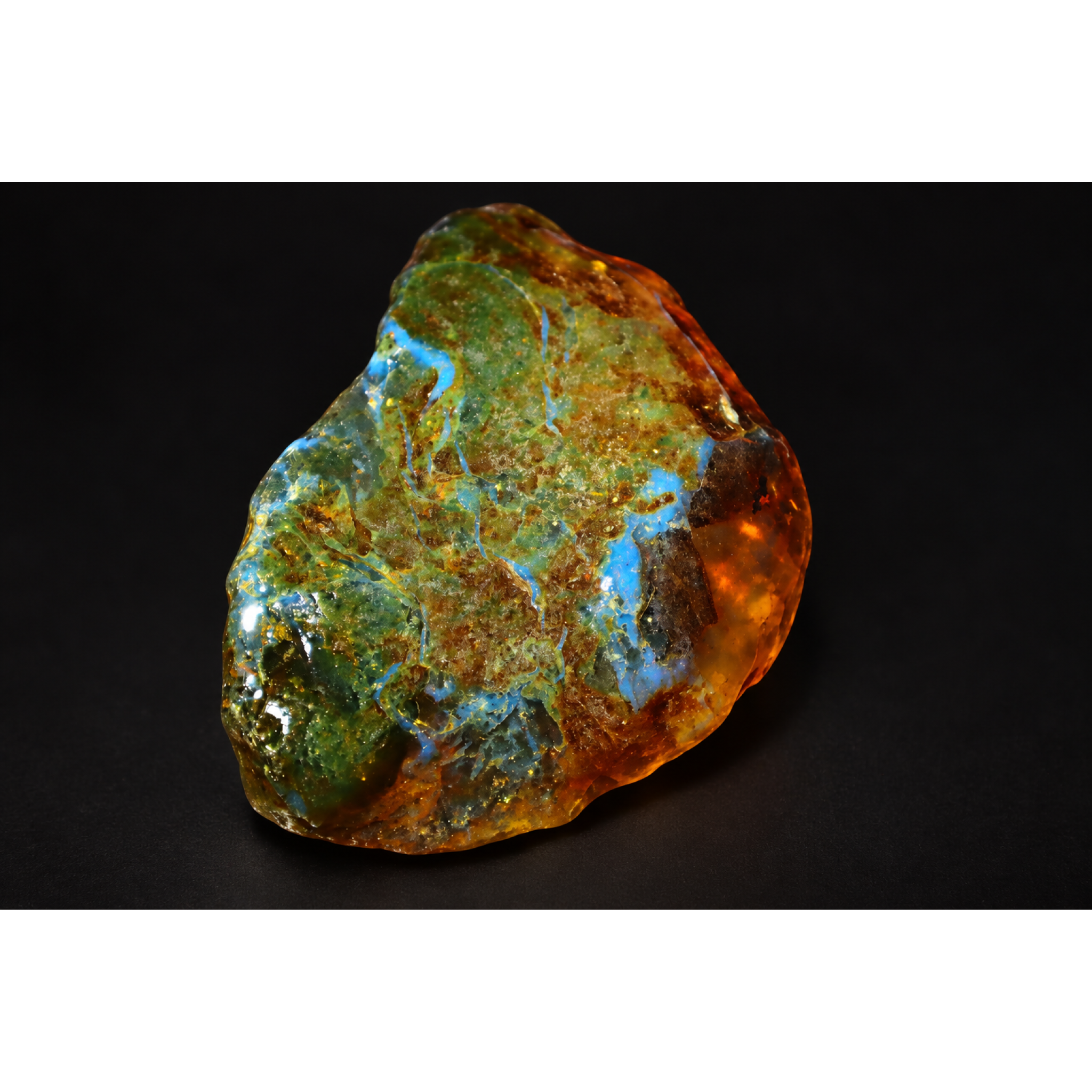 Earth mined green blue rough specimen Dominican amber 53.7g – photo 17