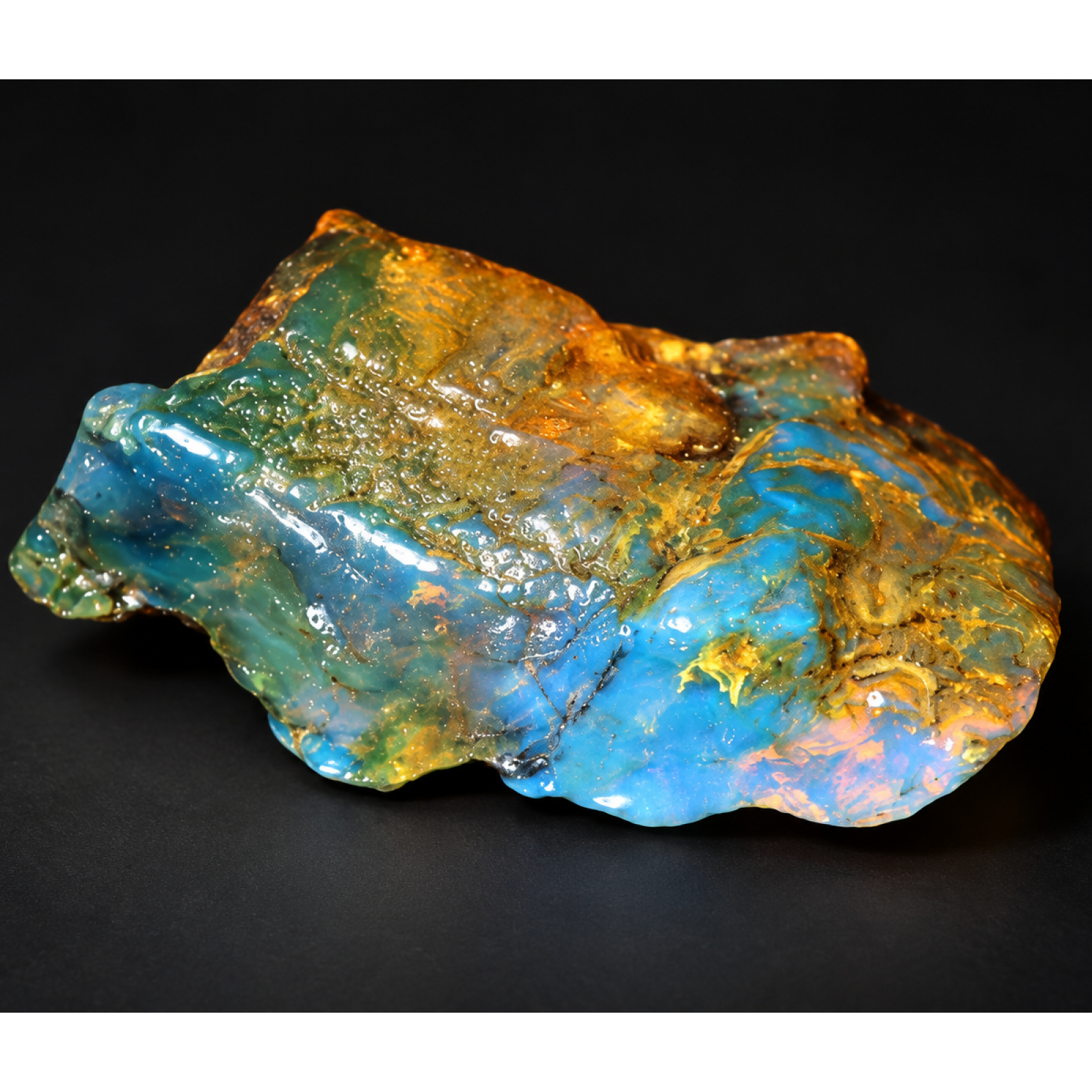 Earth mined green blue rough specimen Dominican amber 7.9g