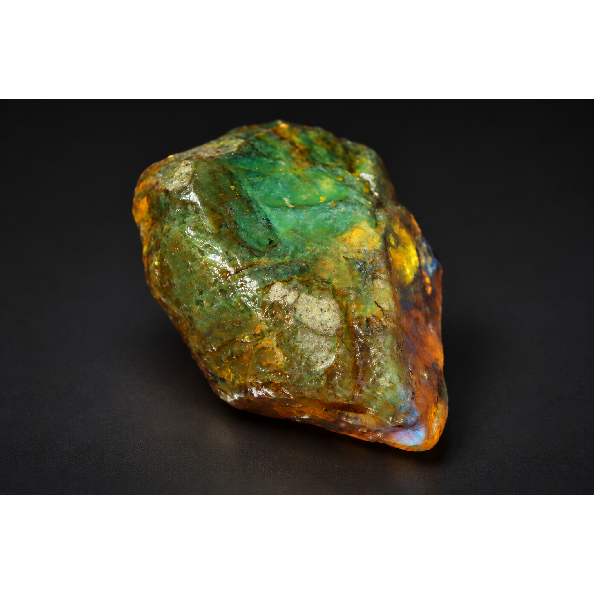 Untreated orange green rough specimen Dominican amber 45.1g – photo 5