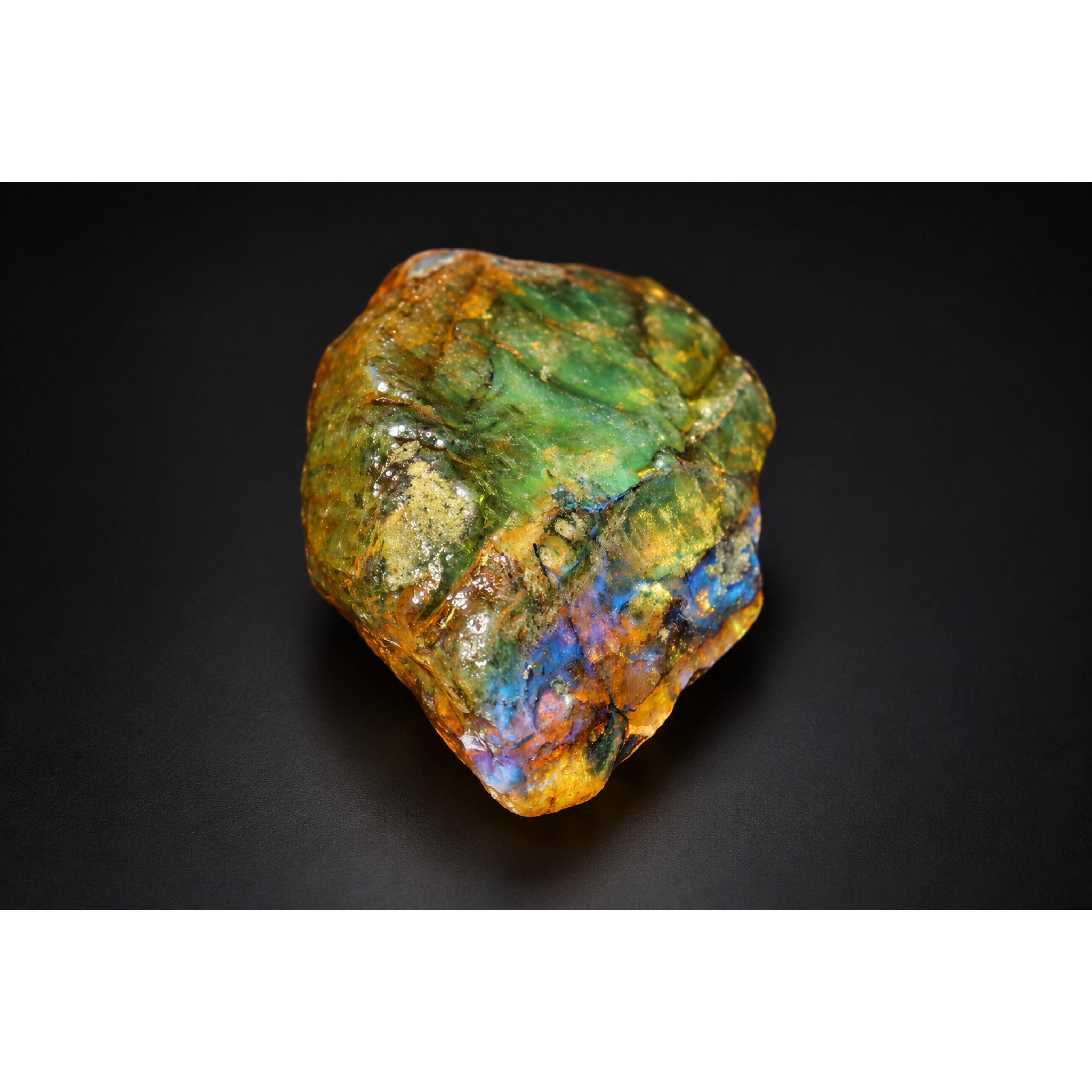 Untreated orange green rough specimen Dominican amber 45.1g – photo 9