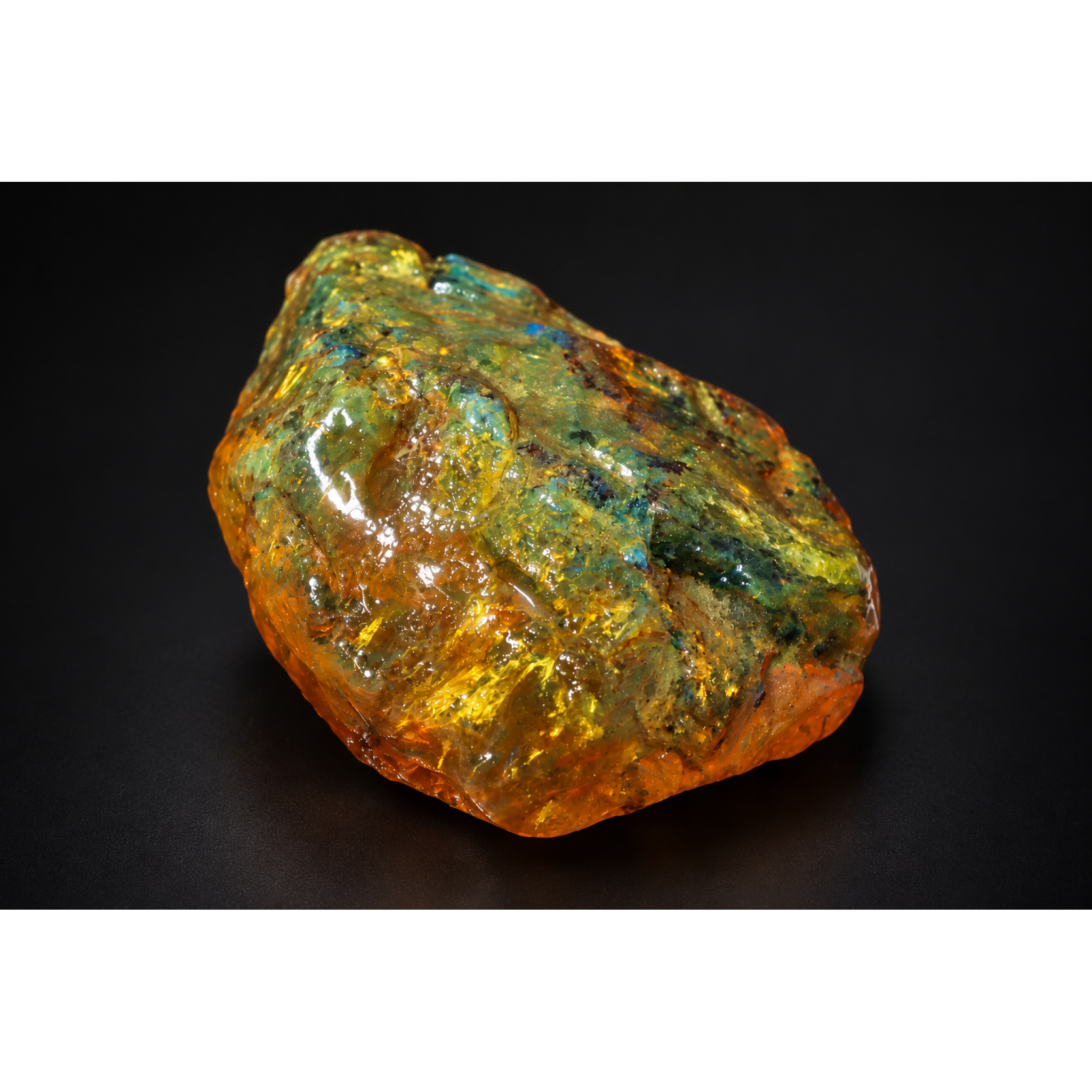 Untreated orange green rough specimen Dominican amber 45.1g – photo 12
