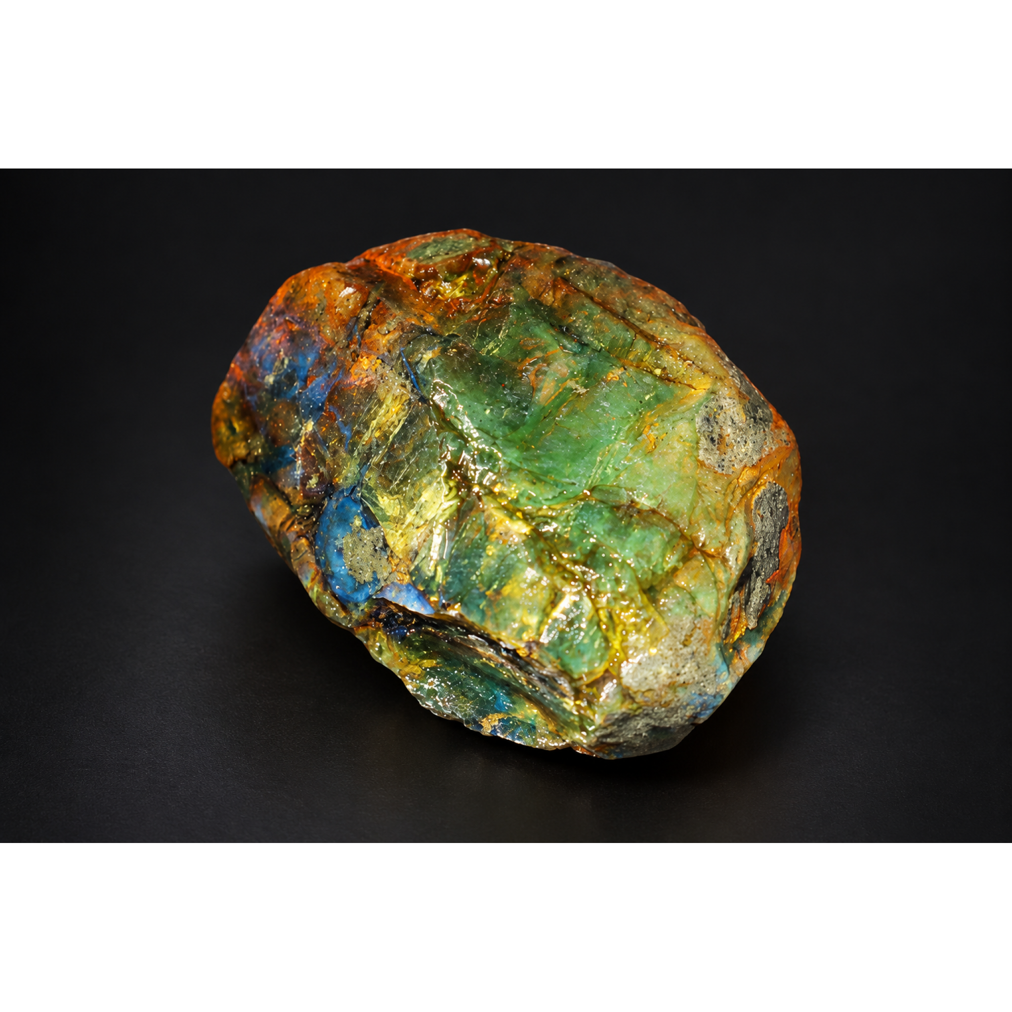 Untreated orange green rough specimen Dominican amber 45.1g – photo 14