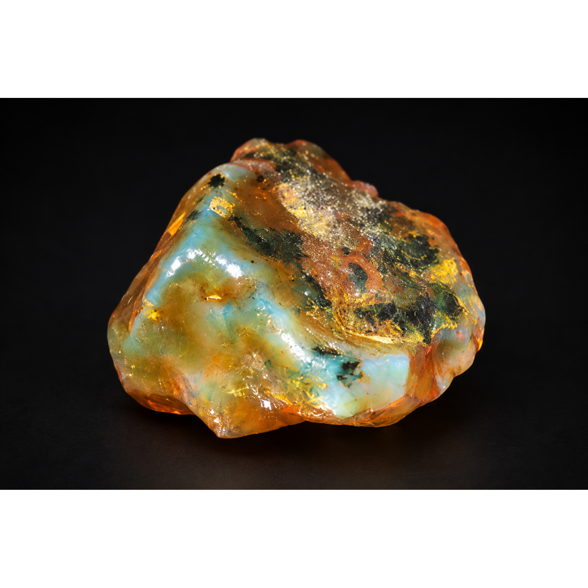 Nature created orange blue rough specimen Dominican amber 8.9g – photo 9
