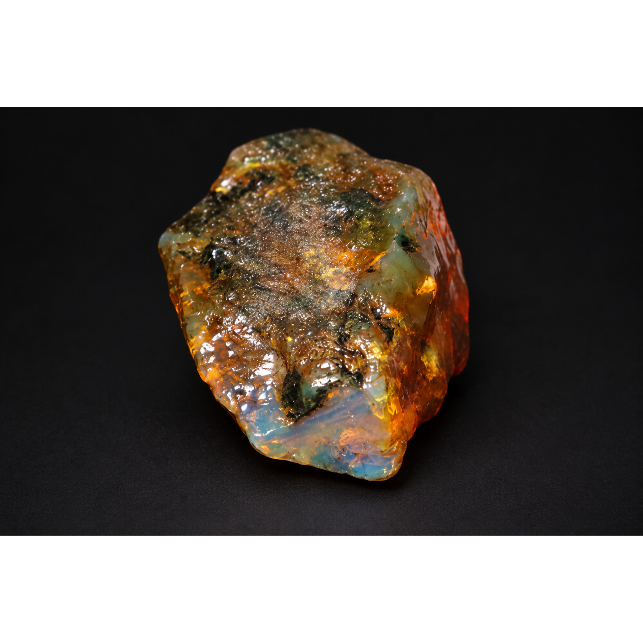 Nature created orange blue rough specimen Dominican amber 8.9g – photo 15